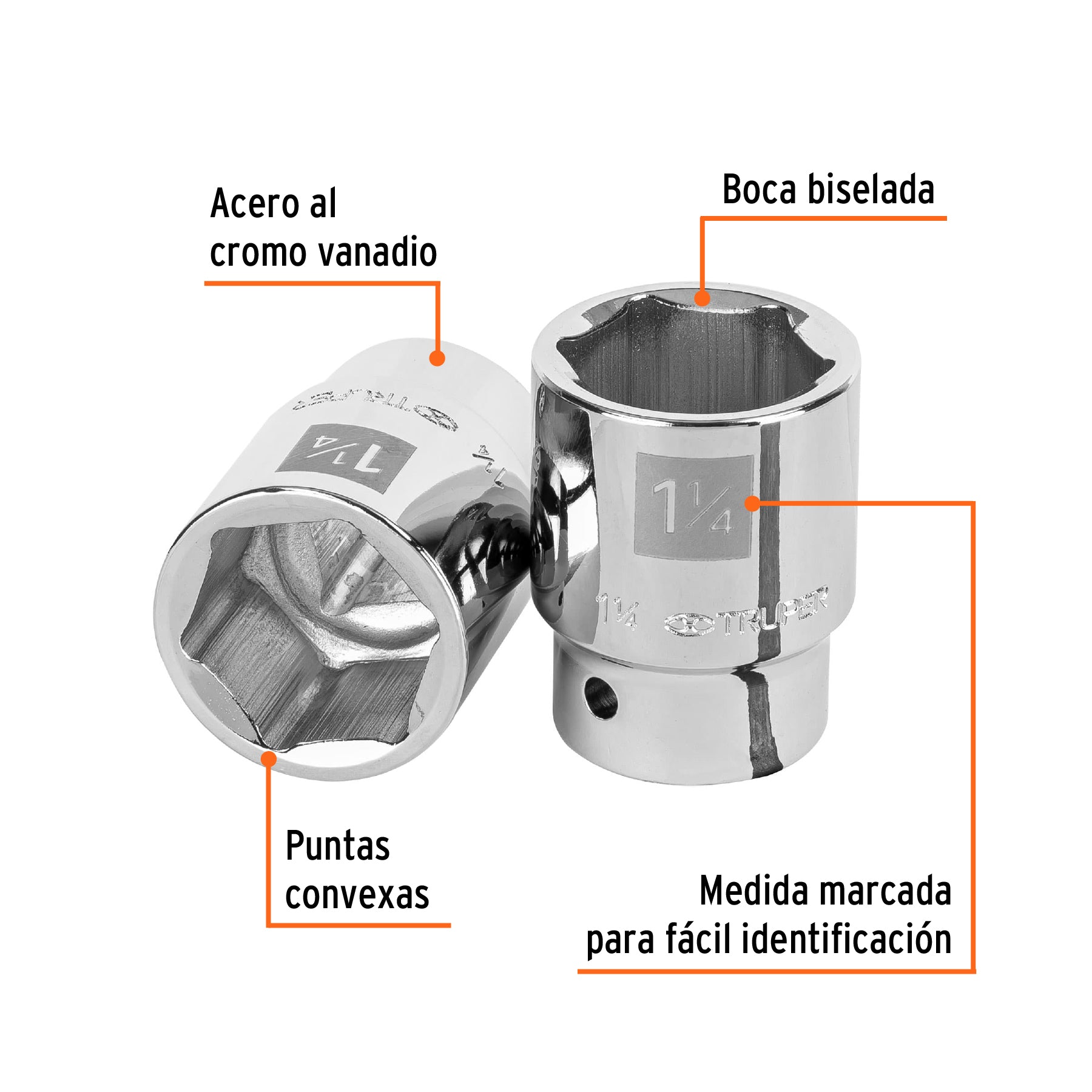 Dado de 1-1/4", 6 puntas, cuadro 3/4", TRUPER
