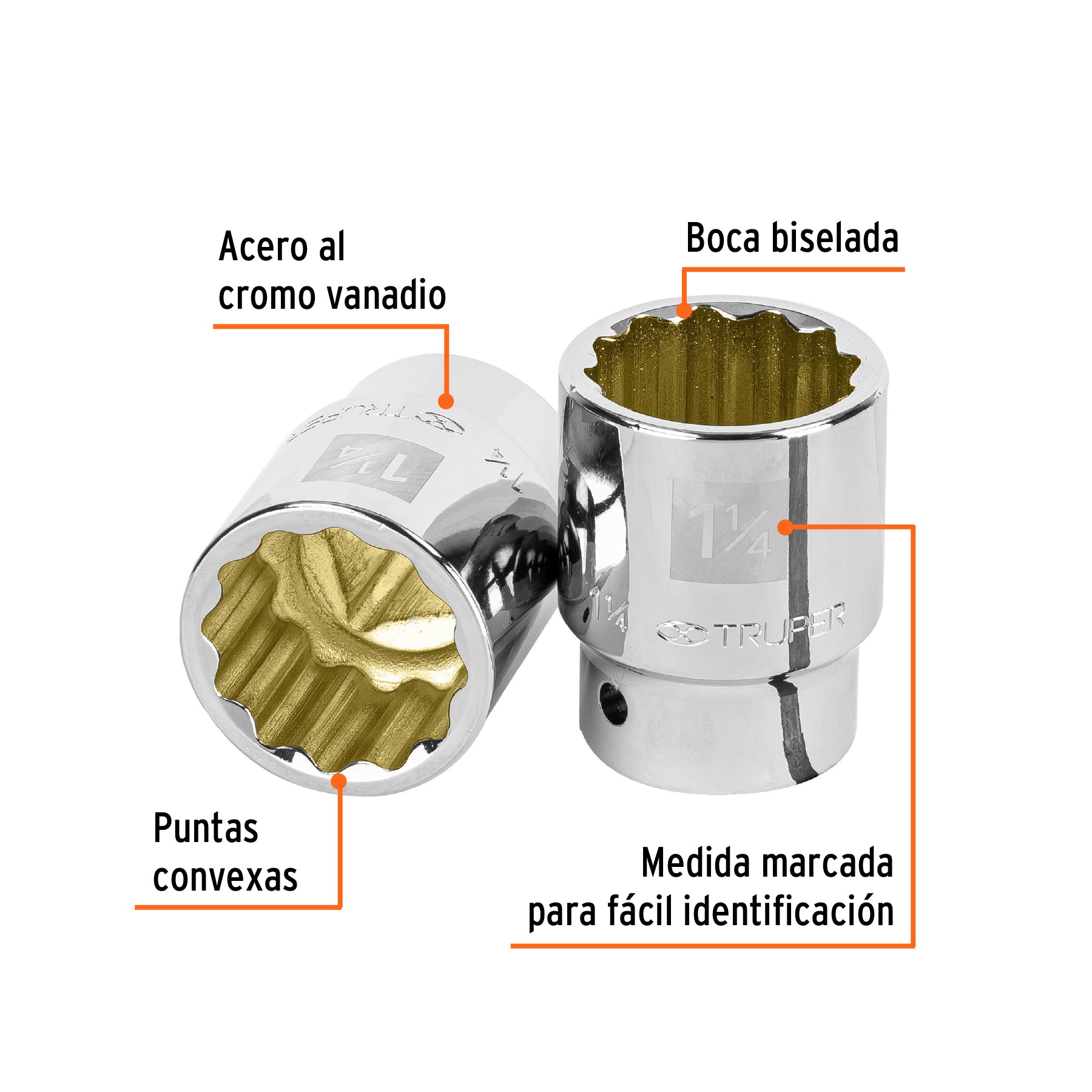 Dado de 1-1/4", 12 puntas, cuadro 3/4", TRUPER