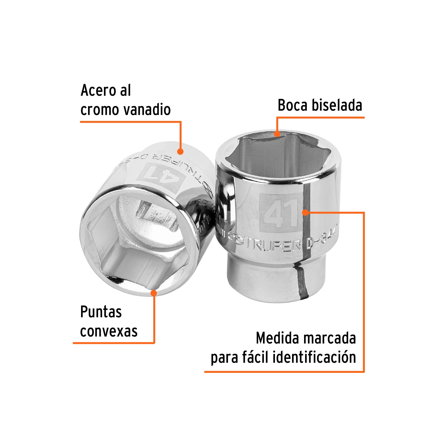 Dado de 41 mm, 6 puntas, cuadro 3/4", TRUPER