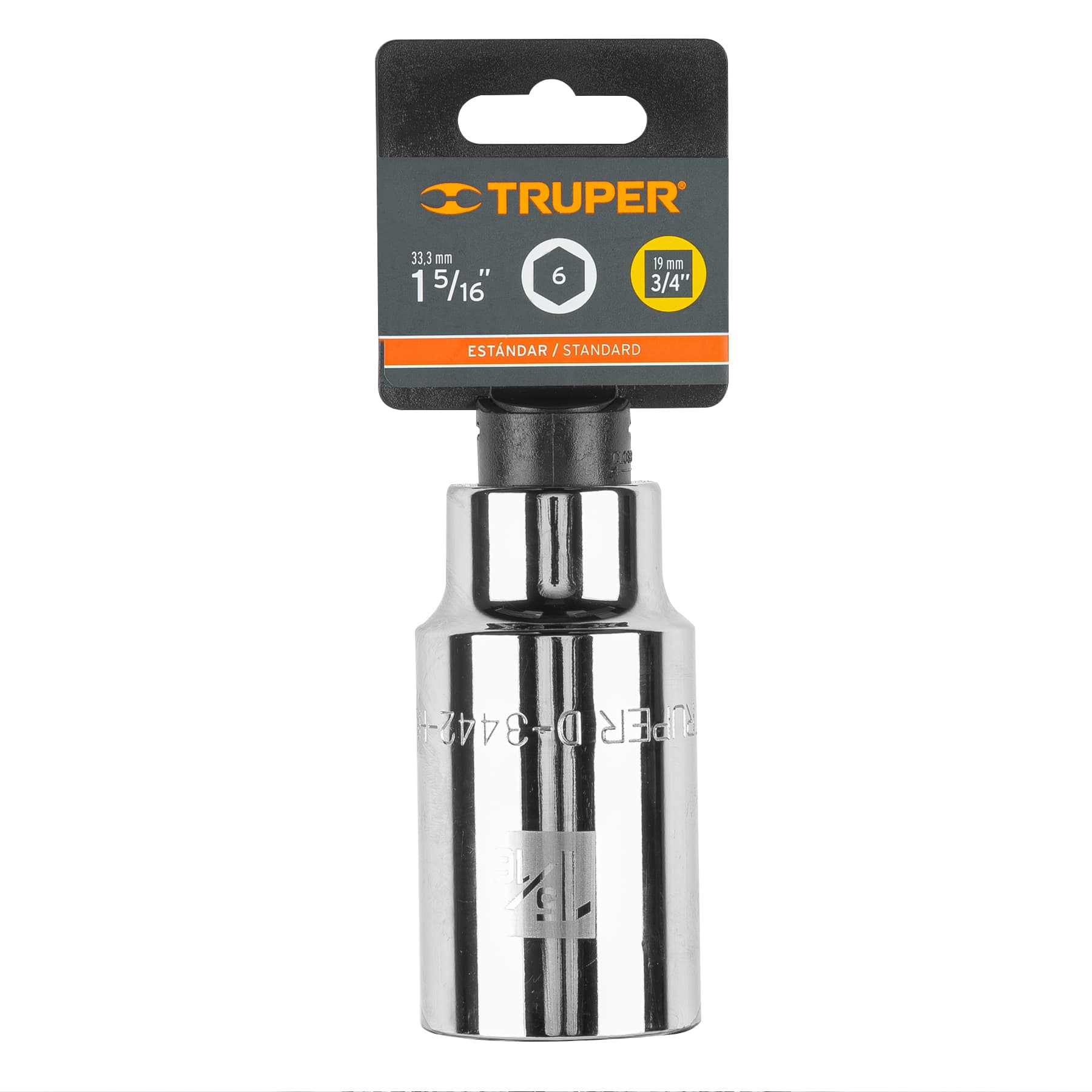 Dado largo de 1-5/16", 6 puntas, cuadro 3/4", TRUPER
