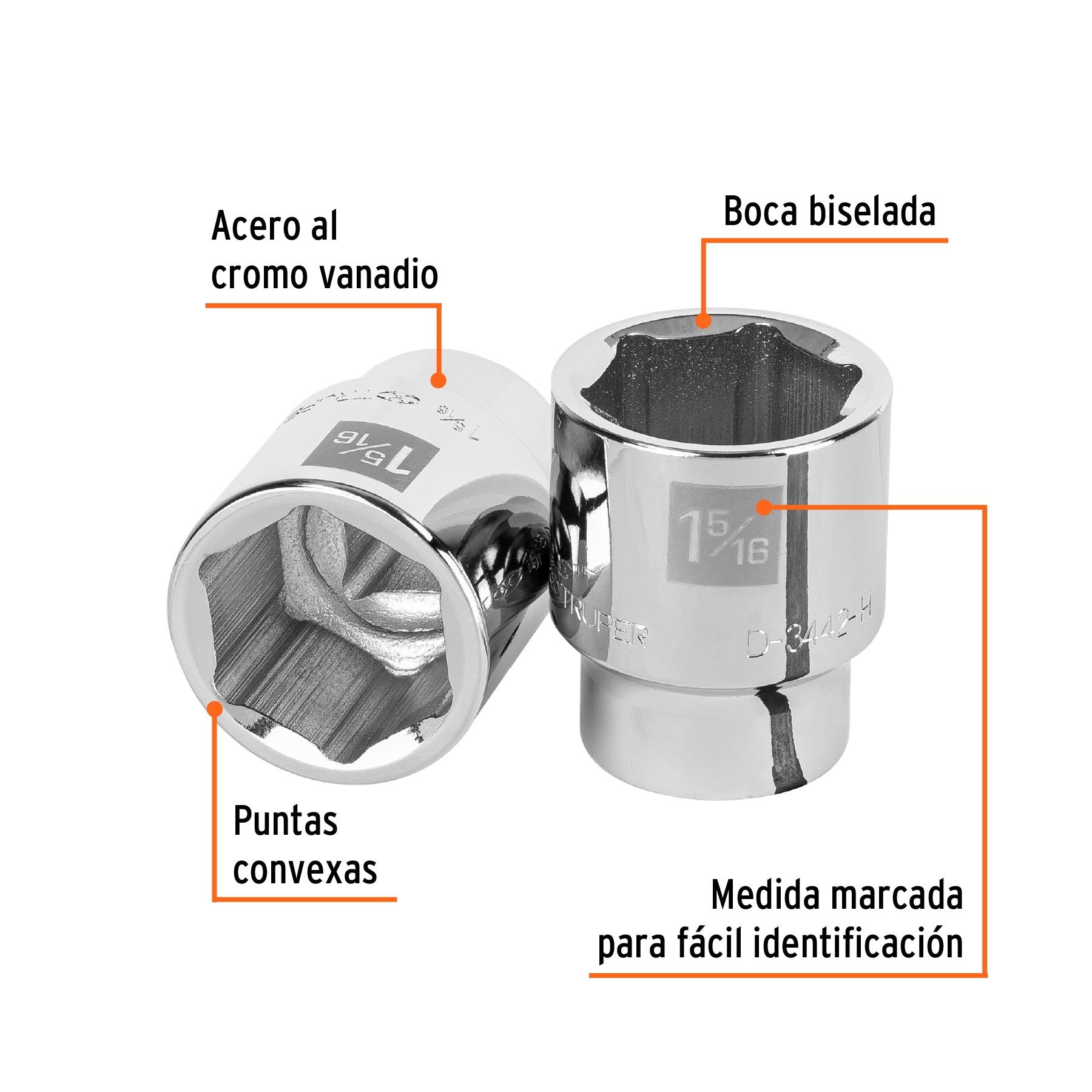 Dado de 1-5/16", 6 puntas, cuadro 3/4", TRUPER