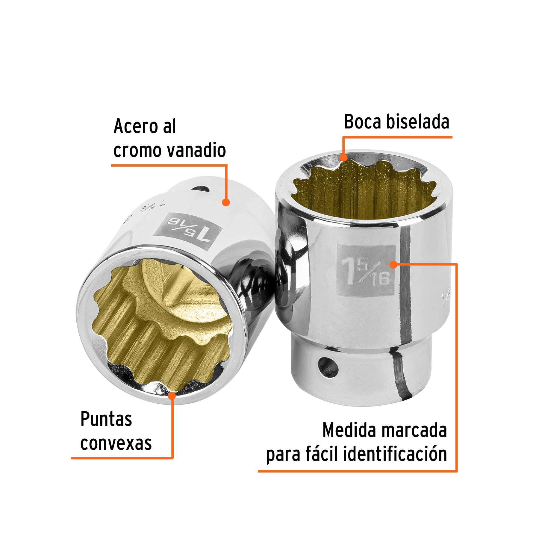 Dado de 1-5/16", 12 puntas, cuadro 3/4", TRUPER