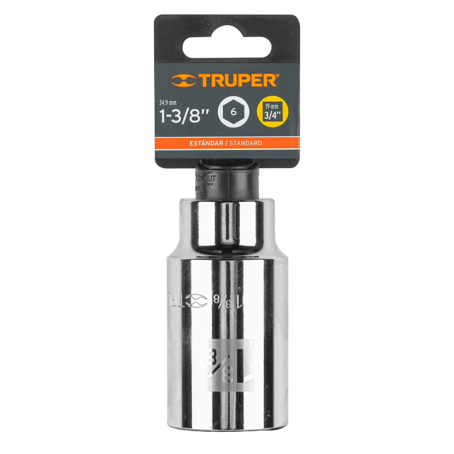 Dado largo de 1 3/8", 6 puntas, cuadro 3/4", TRUPER
