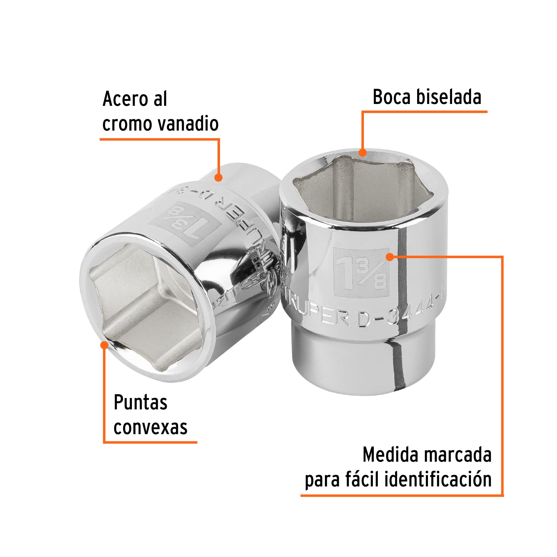 Dado de 1-3/8", 6 puntas, cuadro 3/4", TRUPER