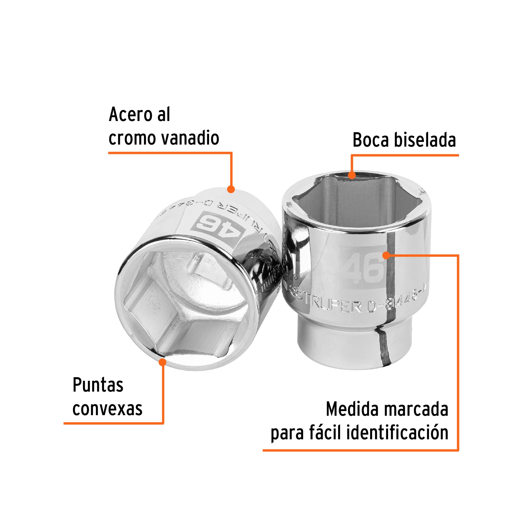 Dado de 46 mm, 6 puntas, cuadro 3/4", TRUPER