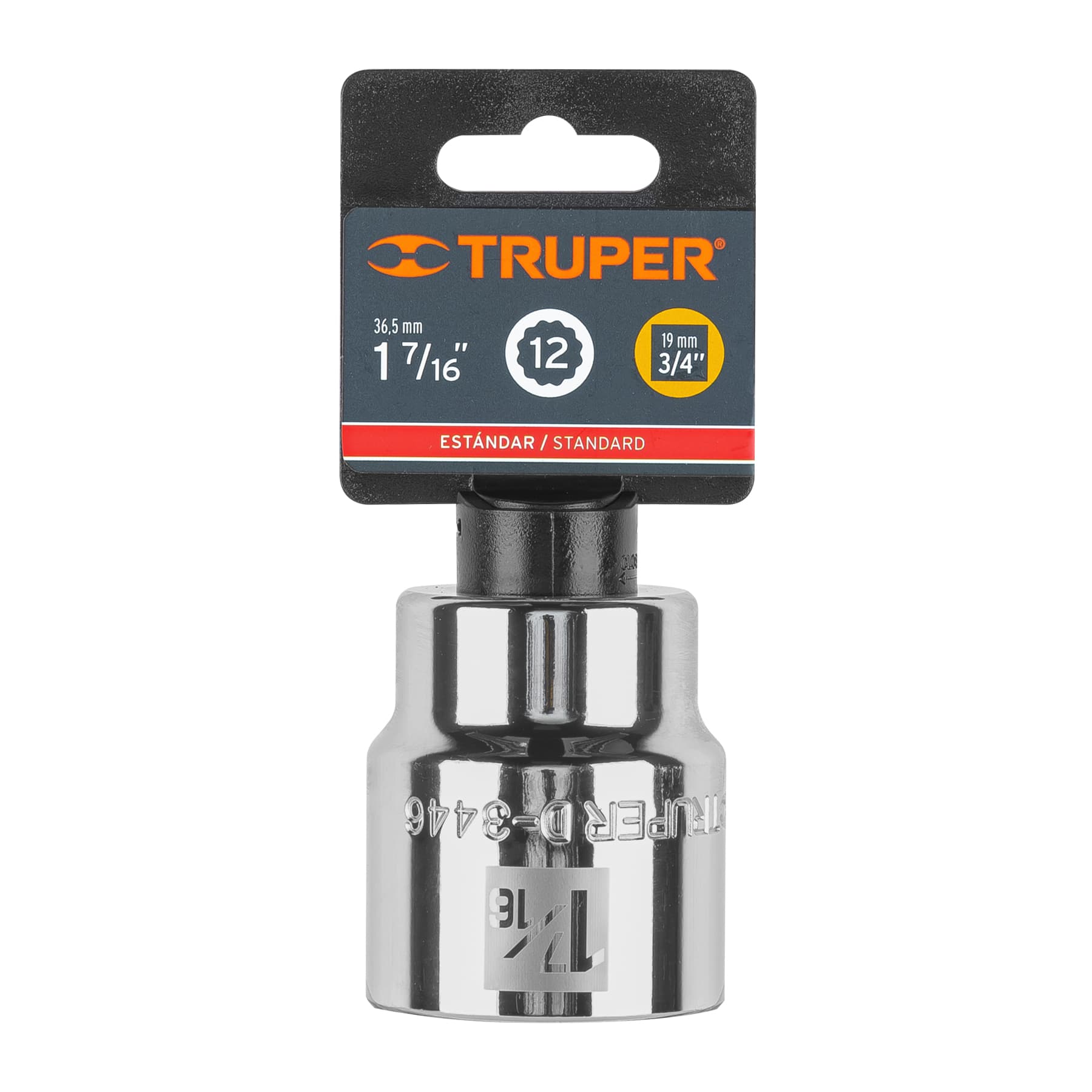 Dado de 1-7/16", 12 puntas, cuadro 3/4", TRUPER
