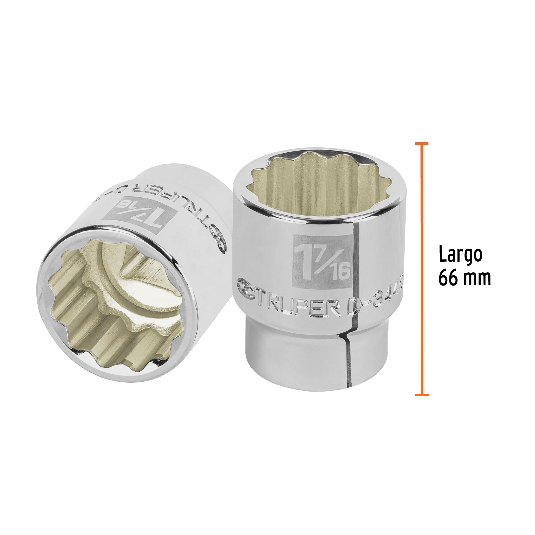 Dado de 1-7/16", 12 puntas, cuadro 3/4", TRUPER