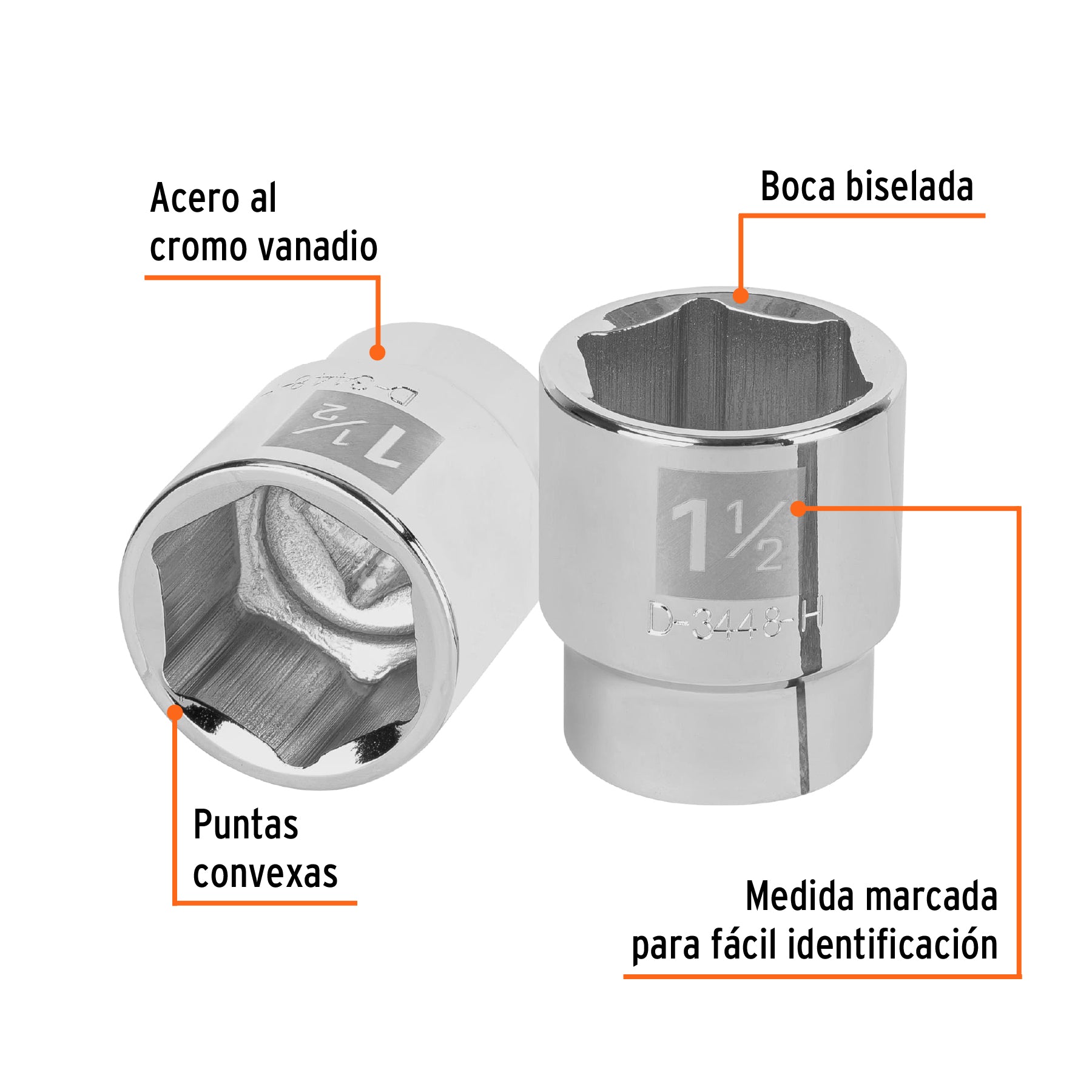 Dado de 1-1/2", 6 puntas, cuadro 3/4", TRUPER