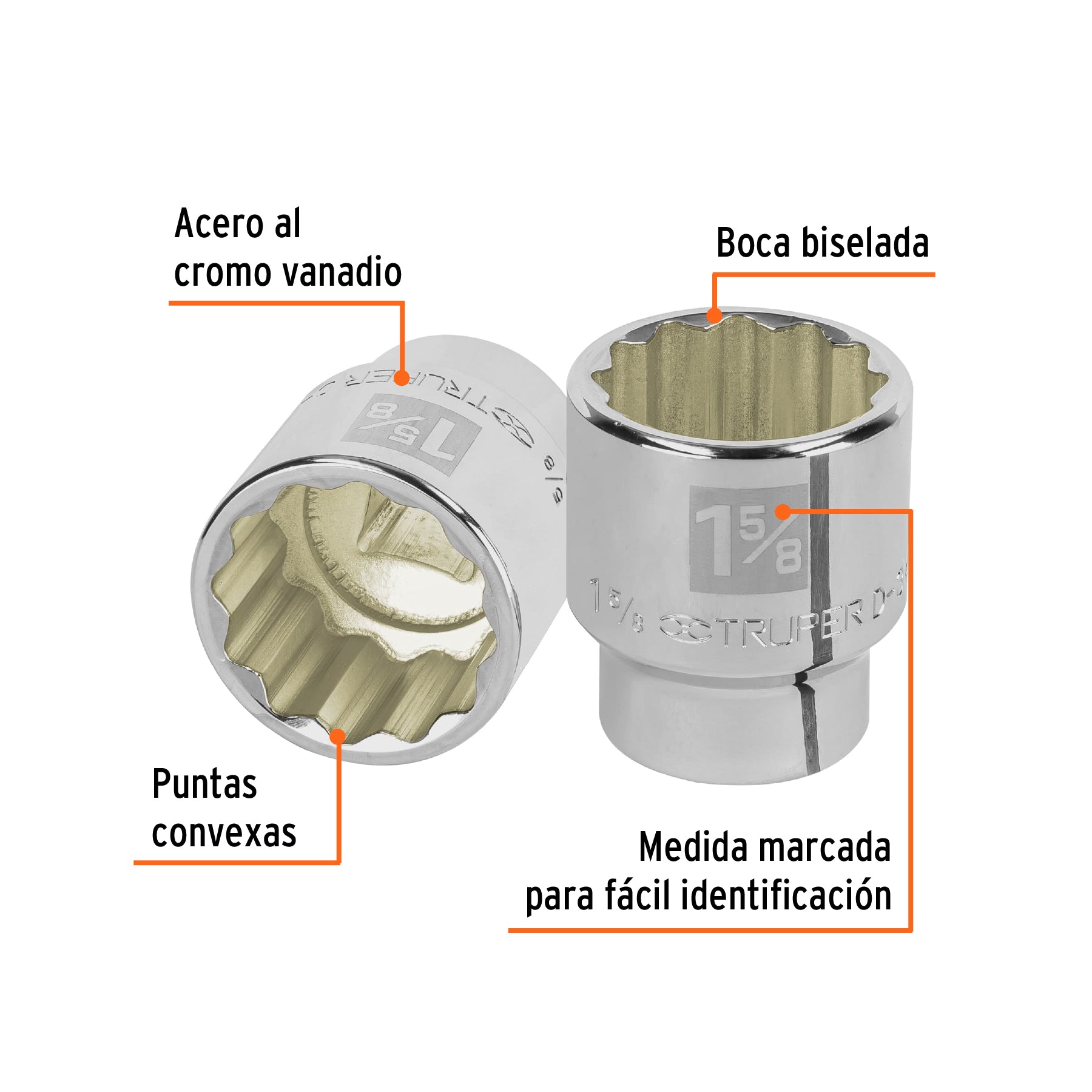 Dado de 1-5/8", 12 puntas, cuadro 3/4", TRUPER