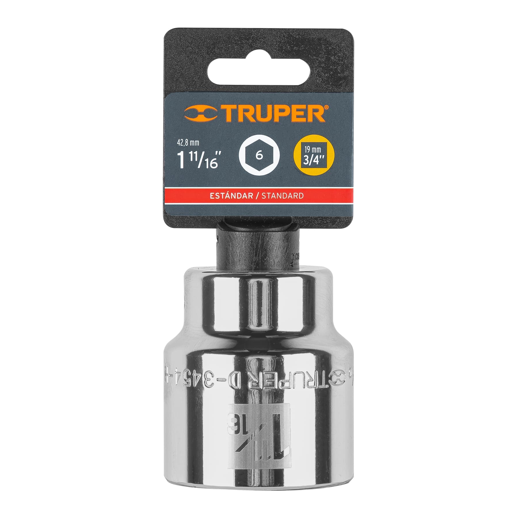 Dado de 1-11/16", 6 puntas, cuadro 3/4", TRUPER