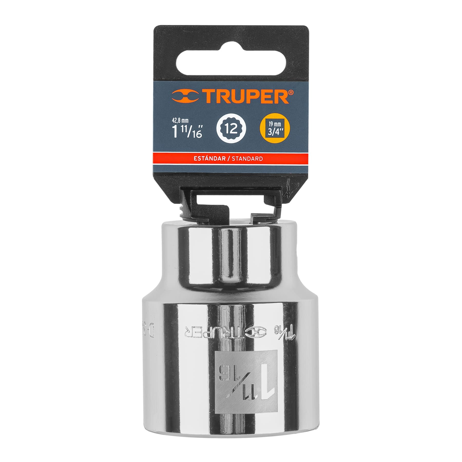 Dado de 1-11/16", 12 puntas, cuadro 3/4", TRUPER