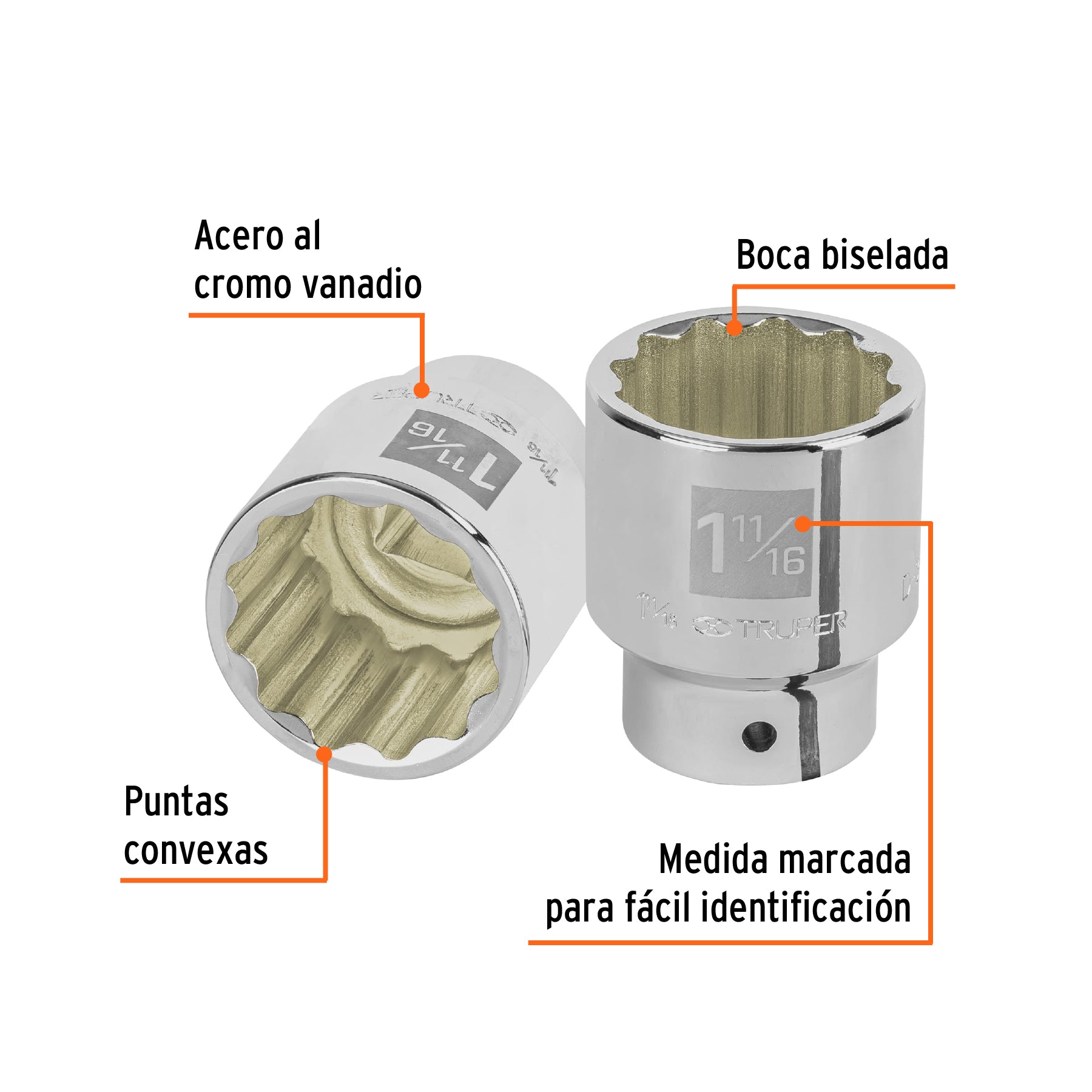 Dado de 1-11/16", 12 puntas, cuadro 3/4", TRUPER