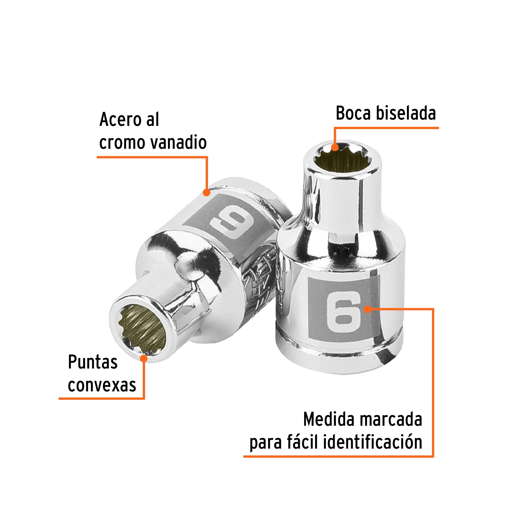 Dado de 6 mm, 12 puntas, cuadro 3/8", TRUPER