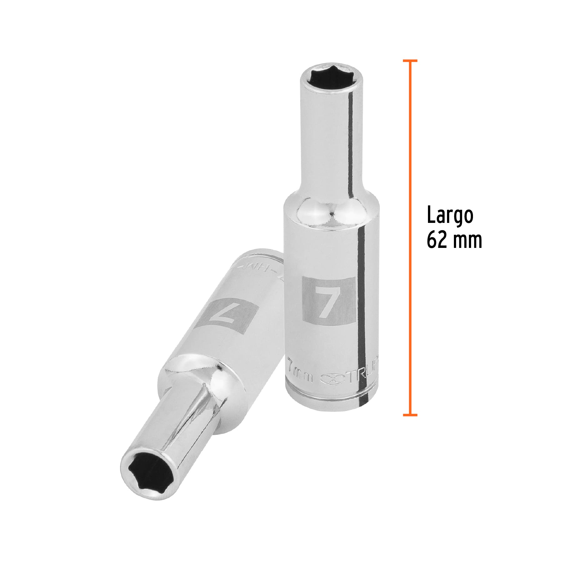 Dado largo de 7 mm, 6 puntas, cuadro 3/8", TRUPER