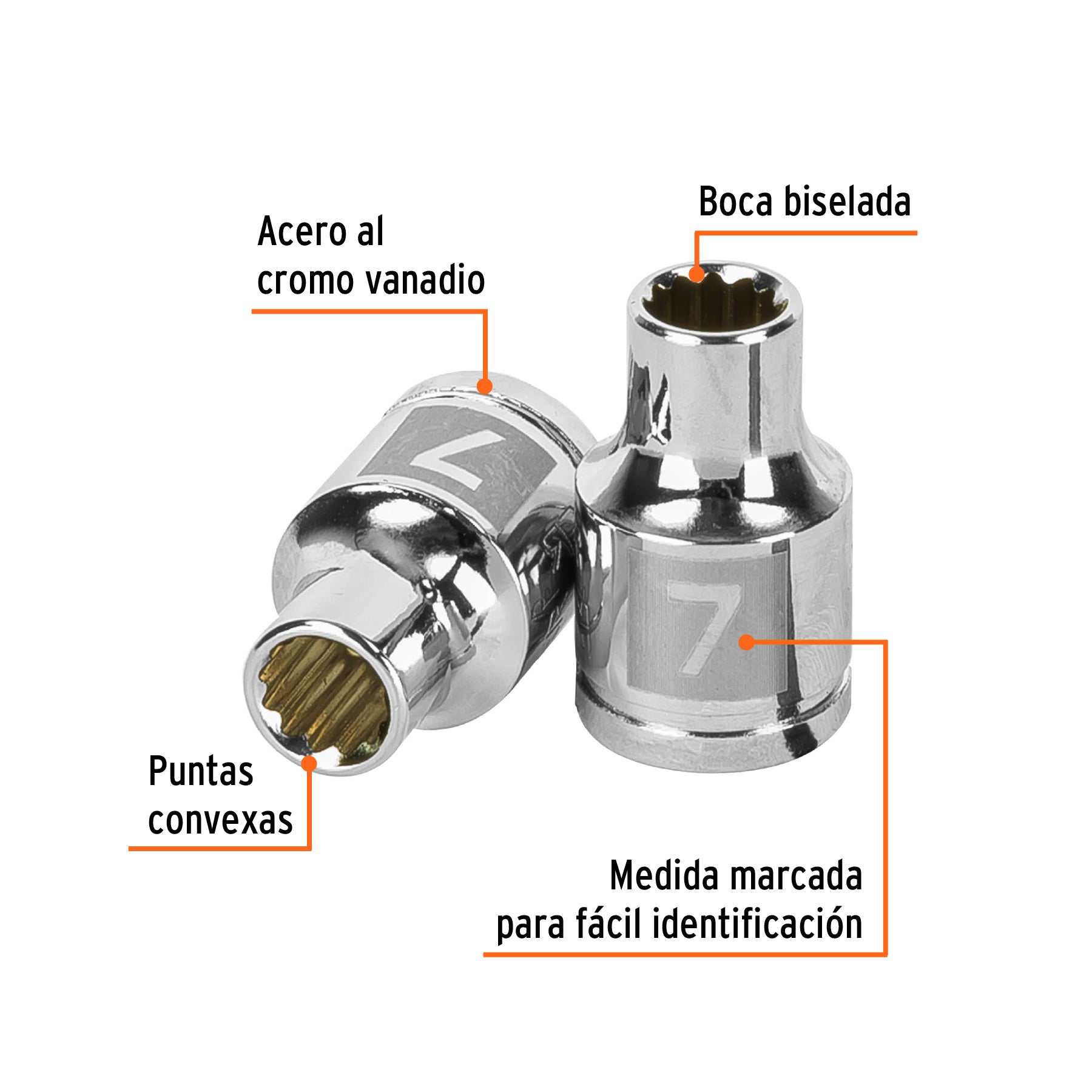 Dado de 7 mm, 12 puntas, cuadro 3/8", TRUPER
