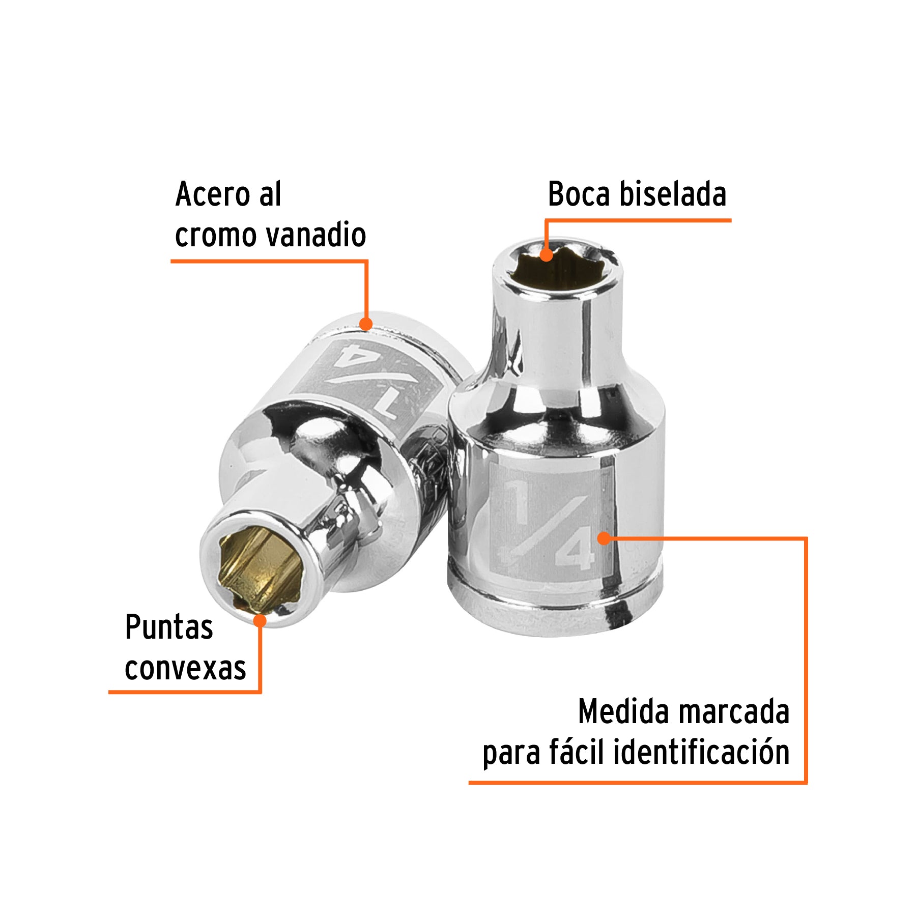 Dado de 1/4", 6 puntas, cuadro 3/8", TRUPER