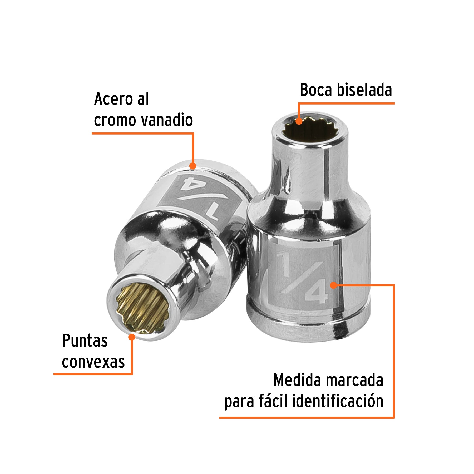 Dado de 1/4", 12 puntas, cuadro 3/8", TRUPER