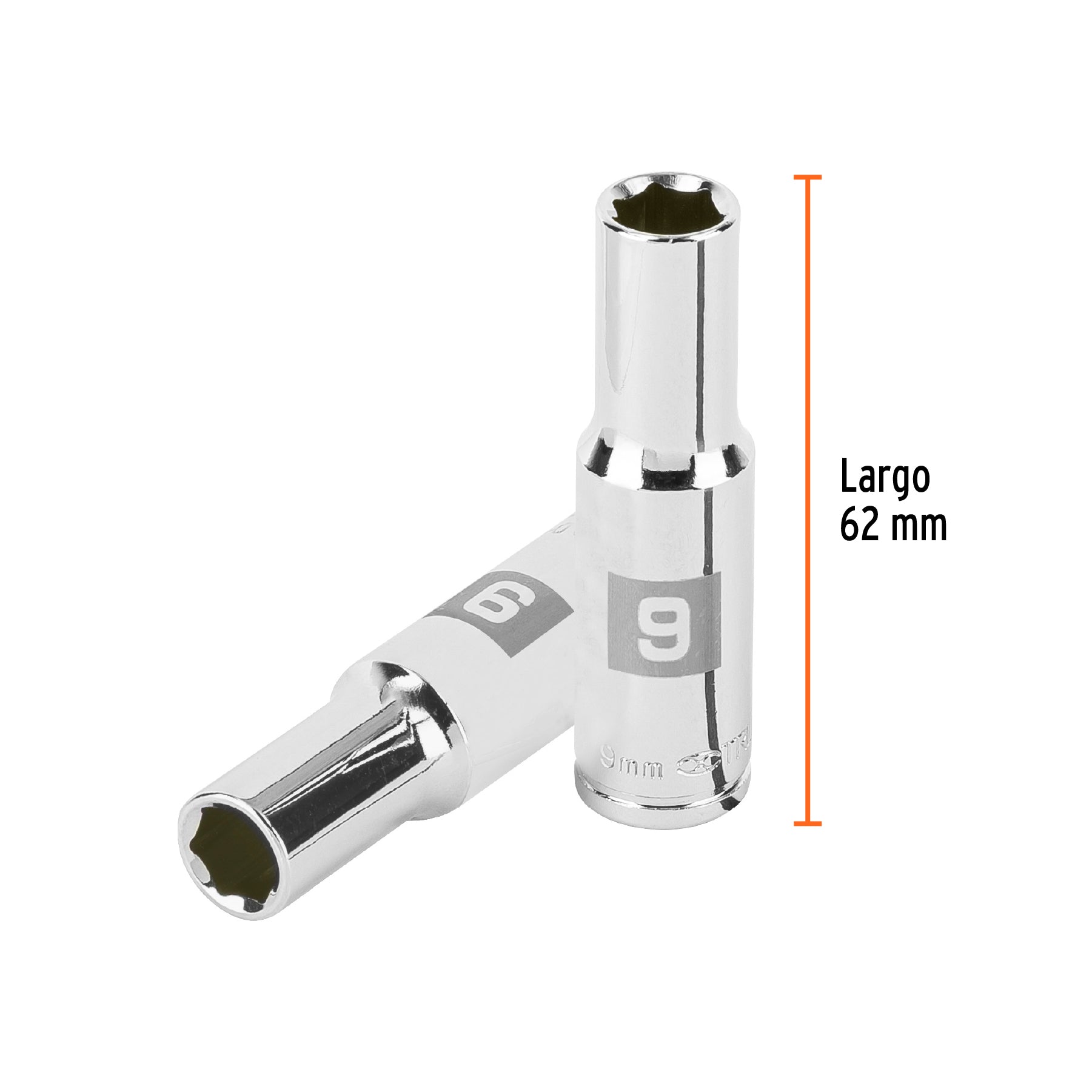 Dado largo de 9 mm, 6 puntas, cuadro 3/8", TRUPER