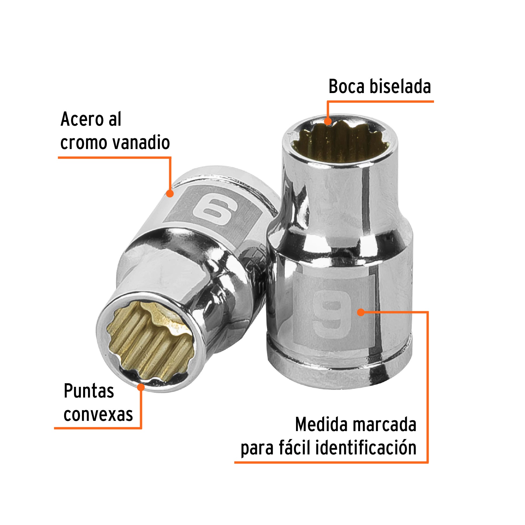 Dado de 9 mm, 12 puntas, cuadro 3/8", TRUPER