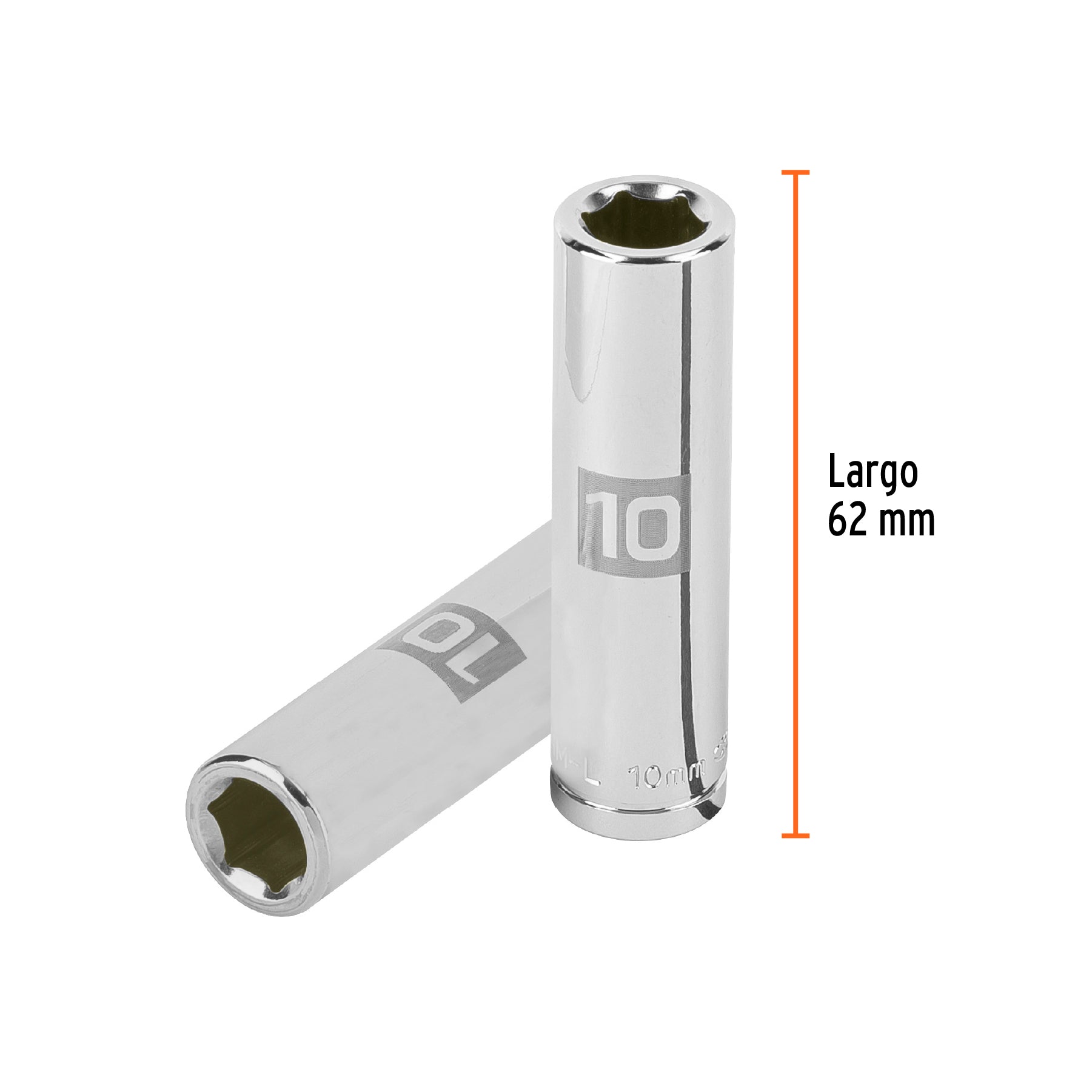 Dado largo de 10 mm, 6 puntas, cuadro 3/8", TRUPER