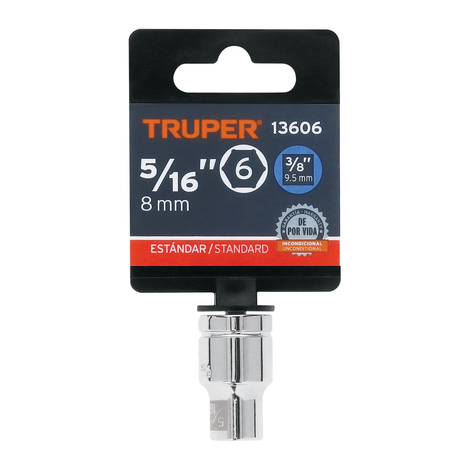 Dado de 5/16", 6 puntas, cuadro 3/8", TRUPER