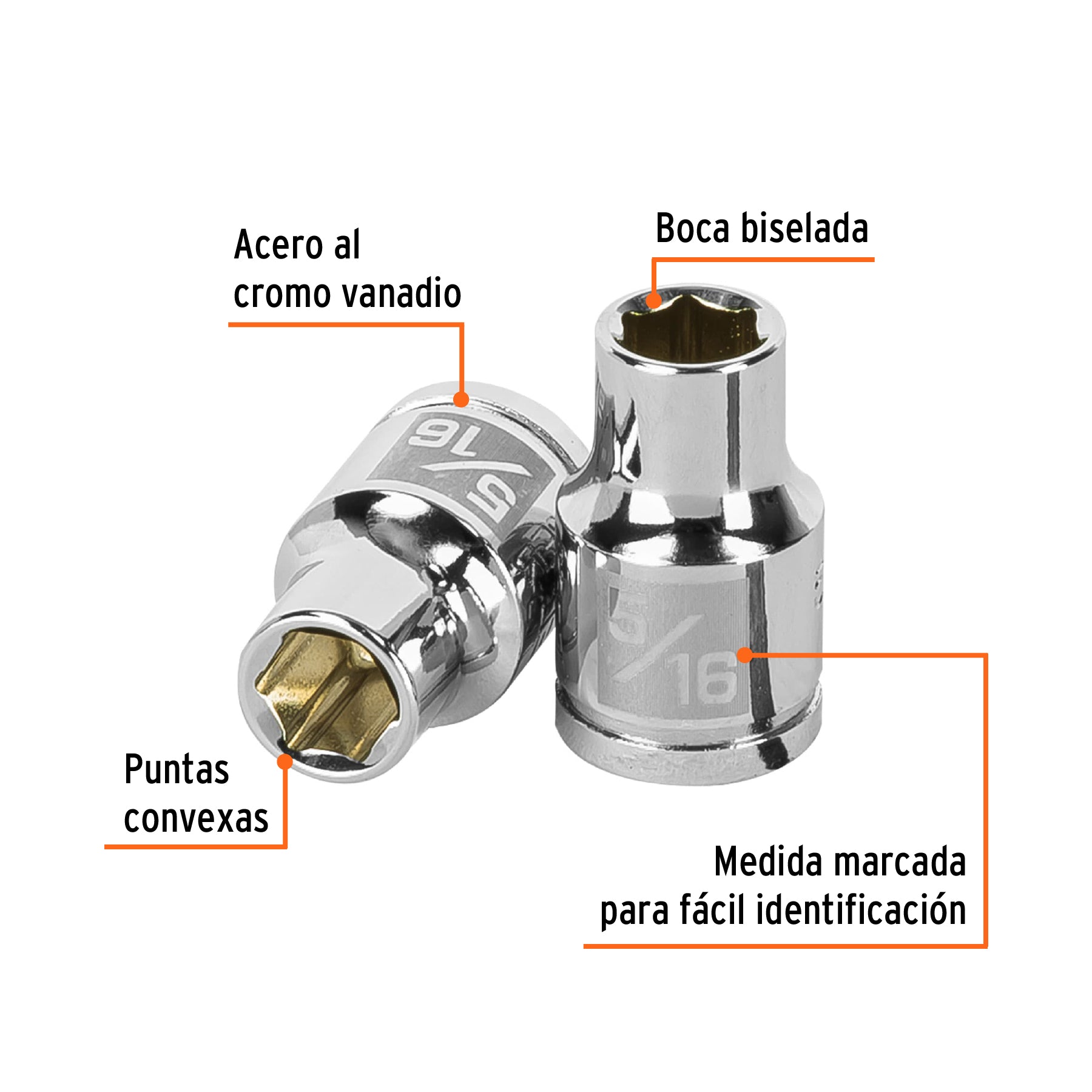 Dado de 5/16", 6 puntas, cuadro 3/8", TRUPER