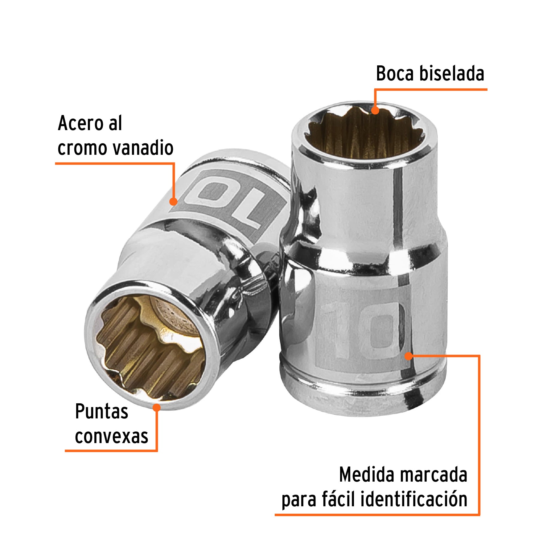Dado de 10 mm, 12 puntas, cuadro 3/8", TRUPER