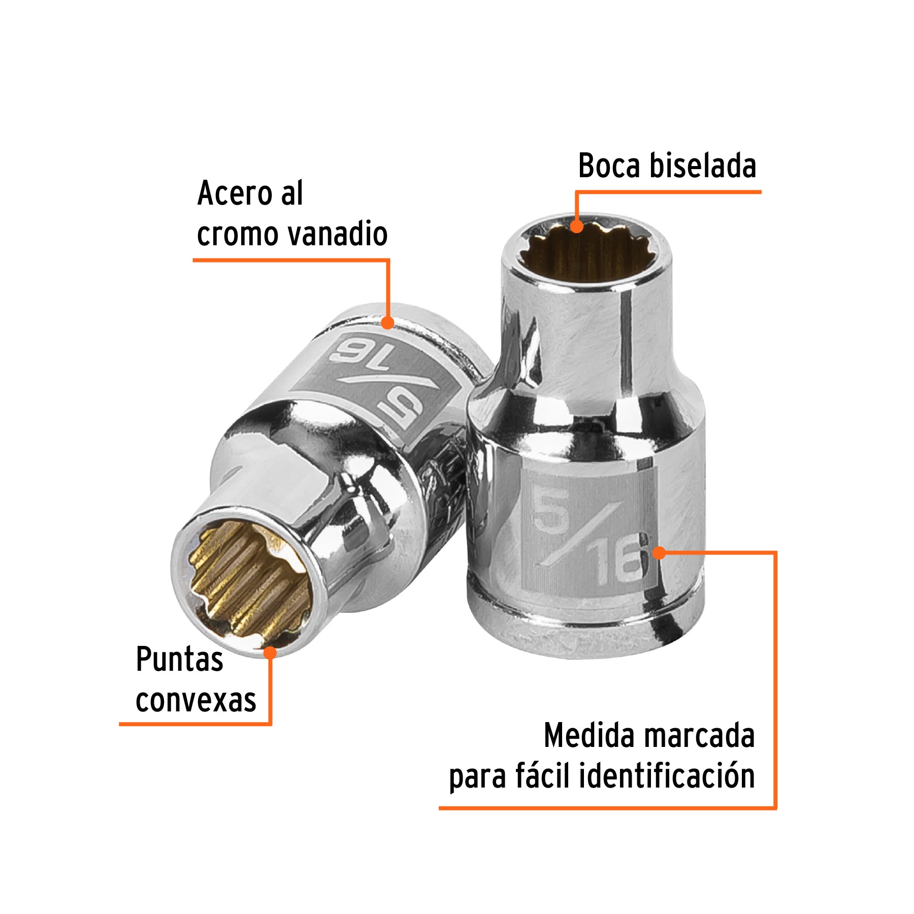 Dado de 5/16", 12 puntas, cuadro 3/8", TRUPER
