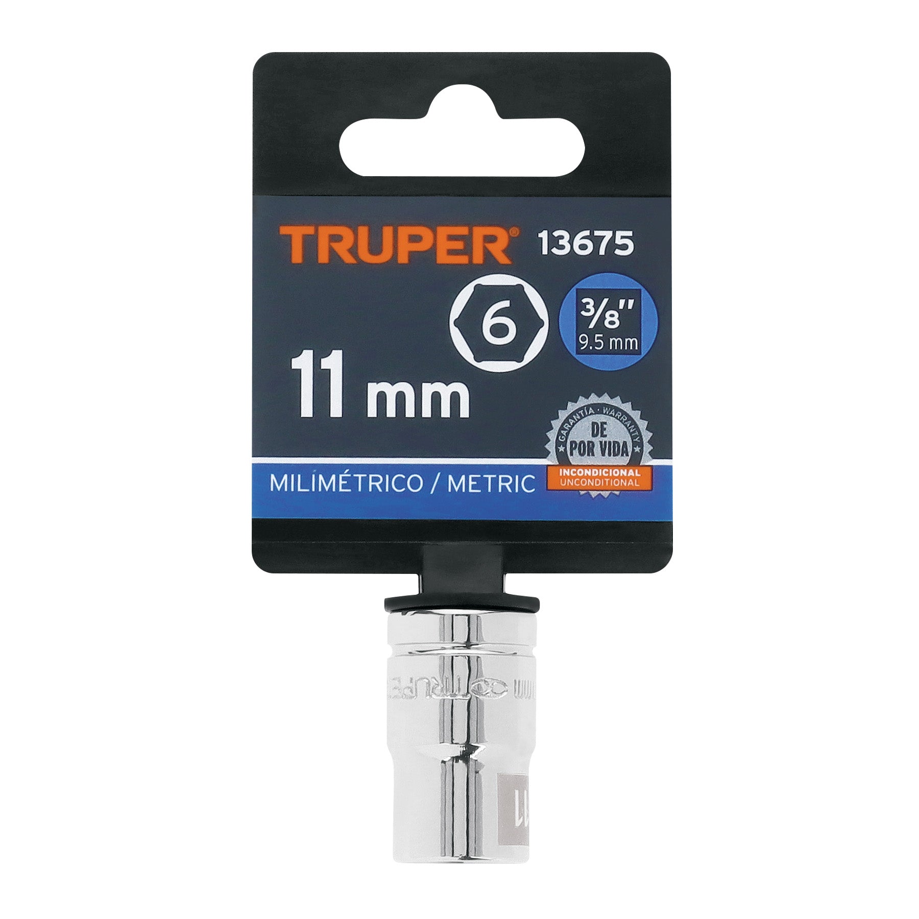Dado de 11 mm, 6 puntas, cuadro 3/8", TRUPER