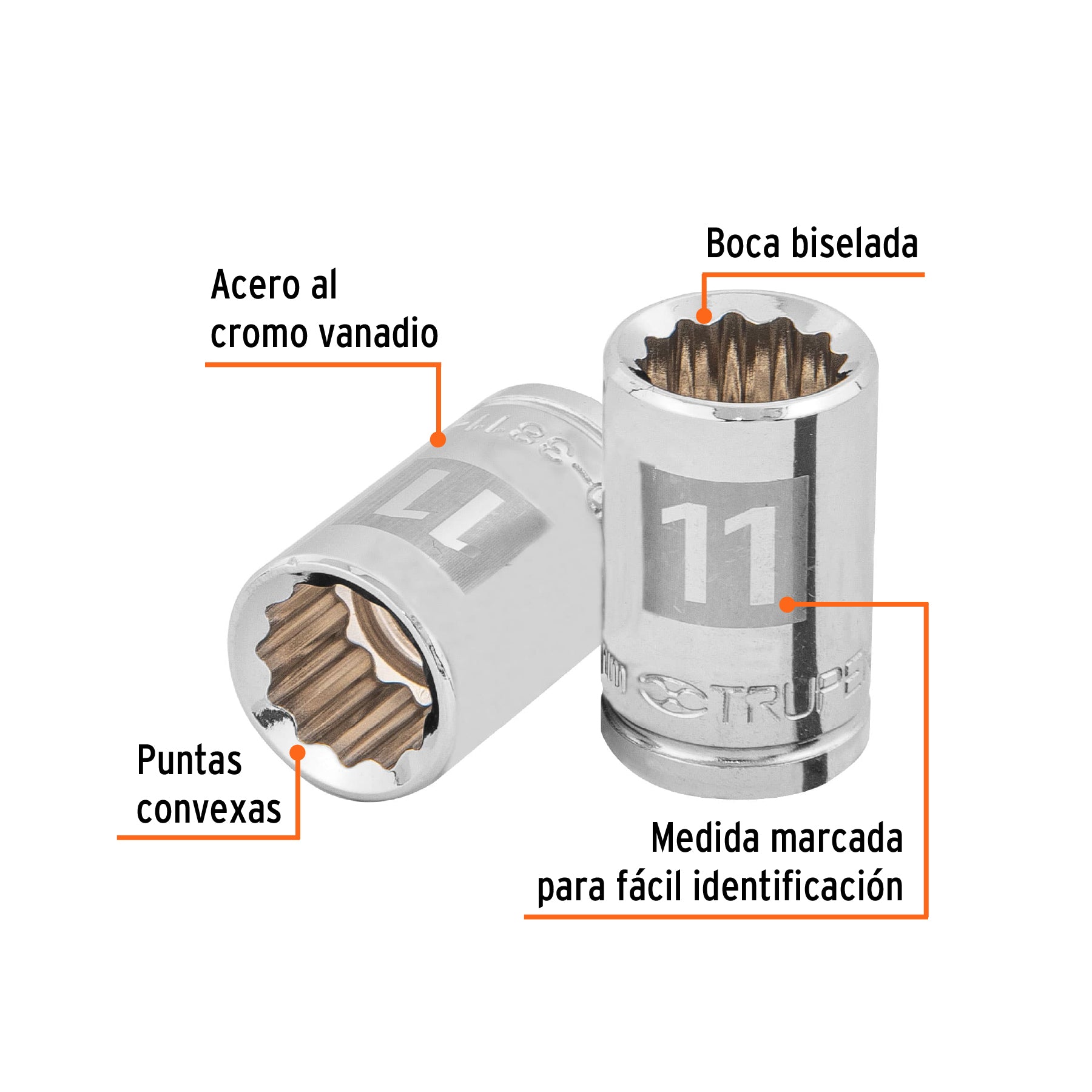 Dado de 11 mm, 12 puntas, cuadro 3/8", TRUPER