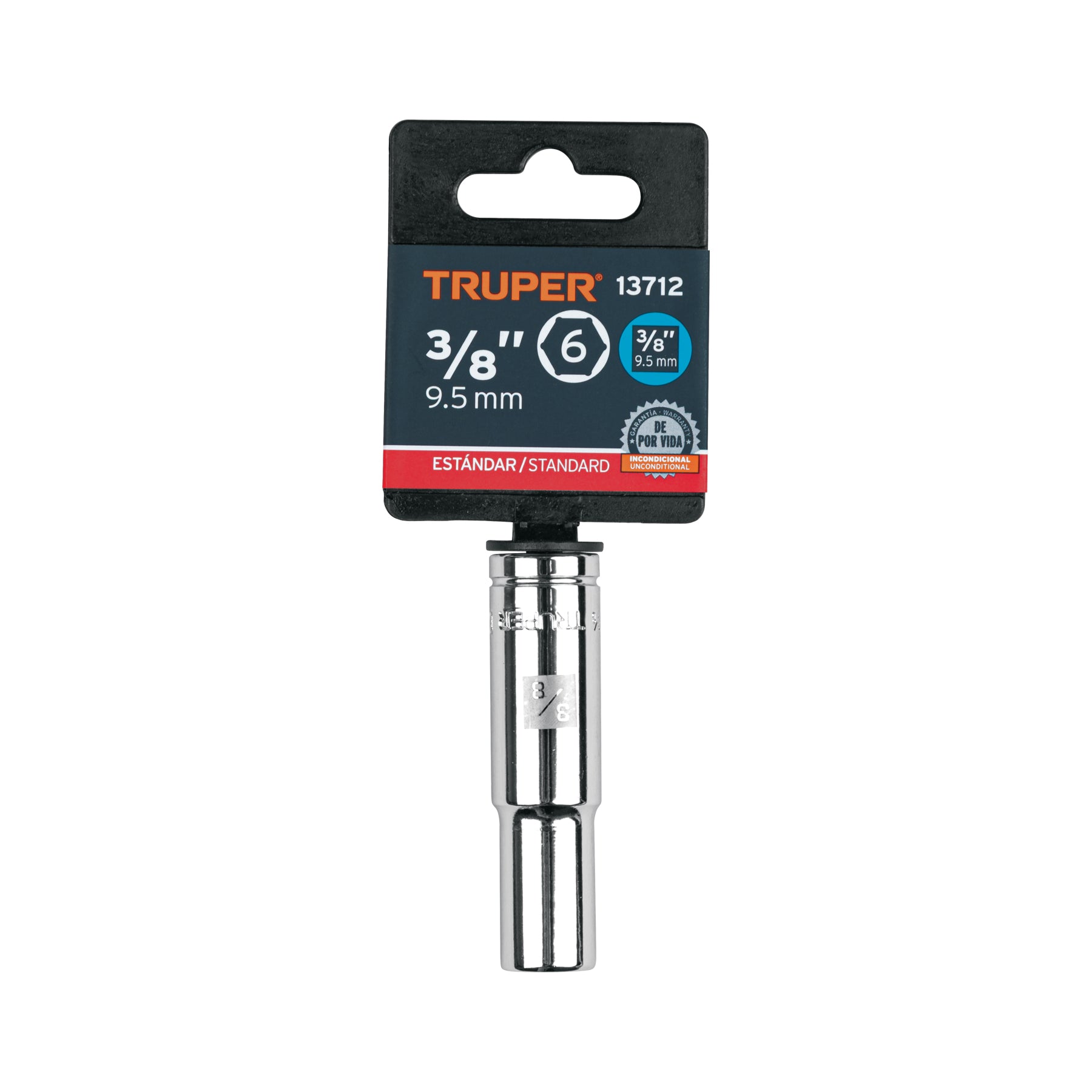 Dado largo de 3/8", 6 puntas, cuadro 3/8", TRUPER