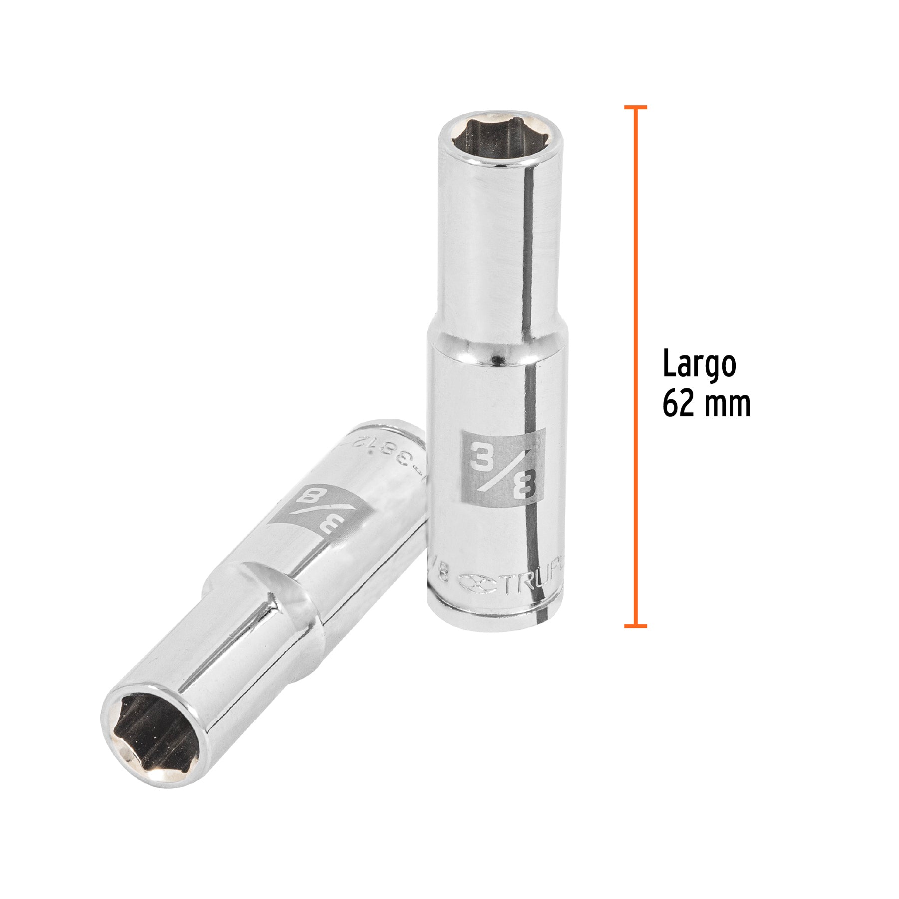 Dado largo de 3/8", 6 puntas, cuadro 3/8", TRUPER