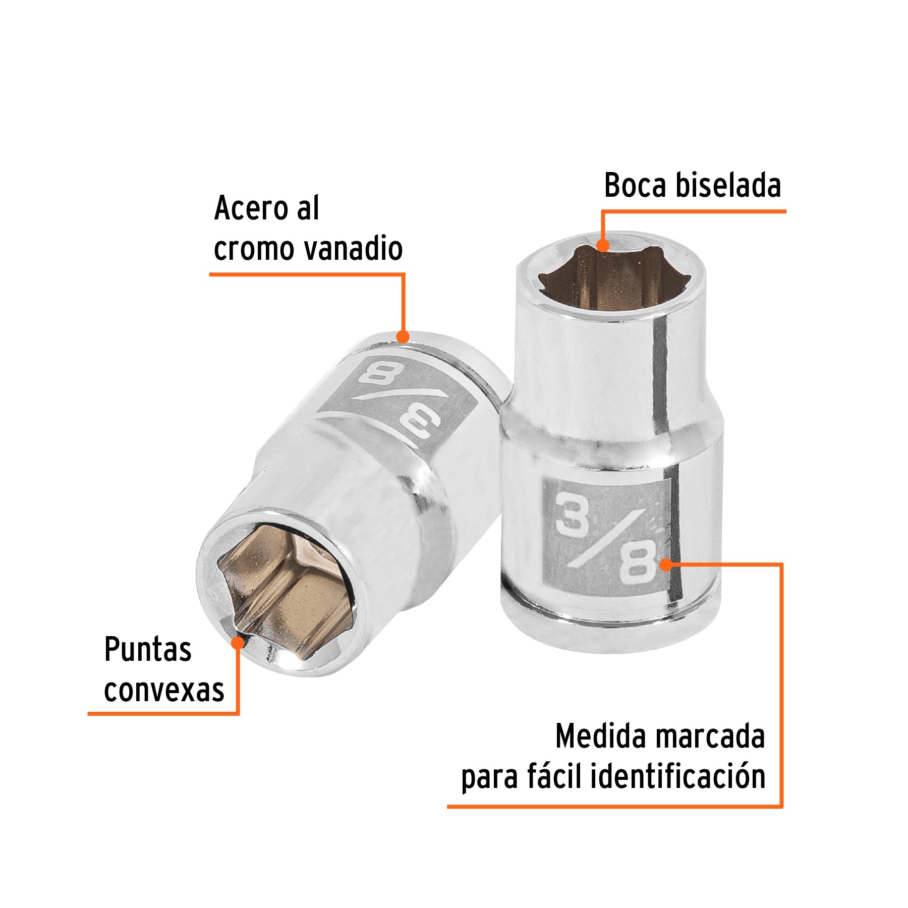 Dado de 3/8", 6 puntas, cuadro 3/8", TRUPER