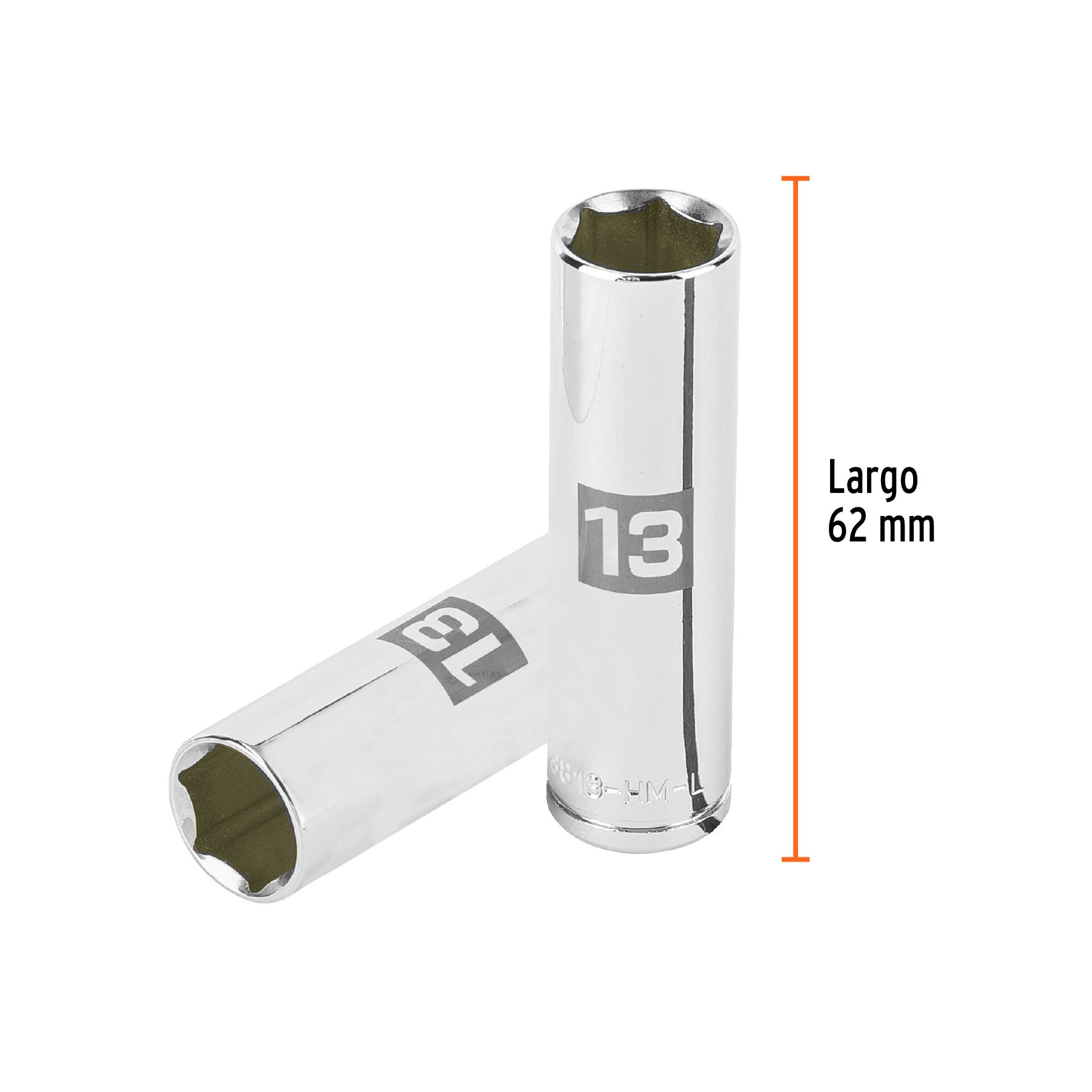 Dado largo de 13 mm, 6 puntas, cuadro 3/8", TRUPER