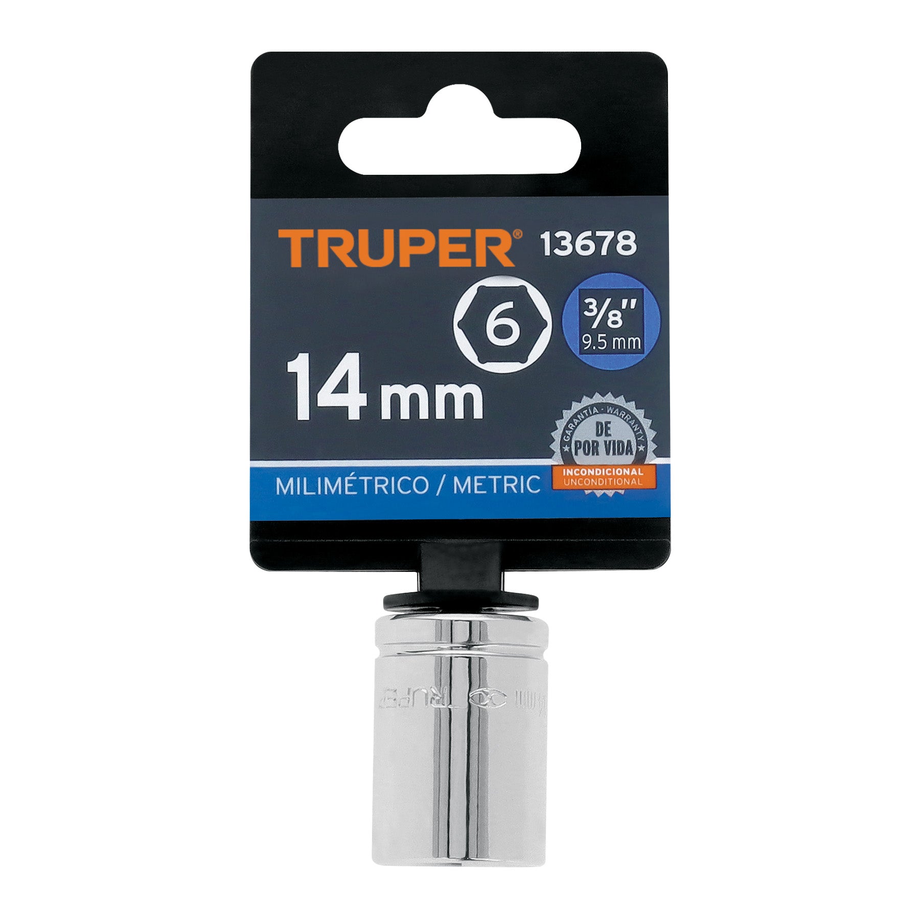 Dado de 14 mm, 6 puntas, cuadro 3/8", TRUPER