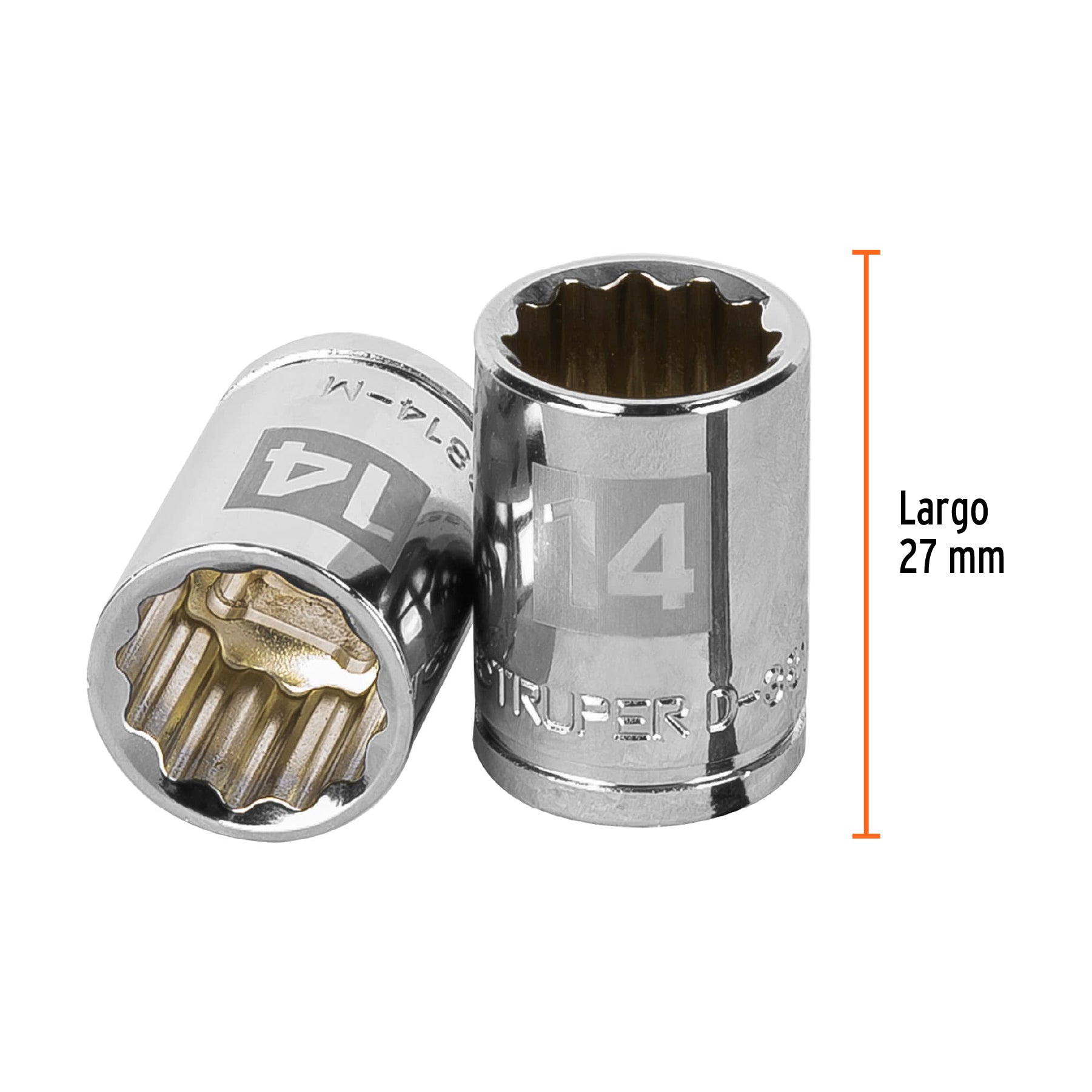 Dado de 14 mm, 12 puntas, cuadro 3/8", TRUPER