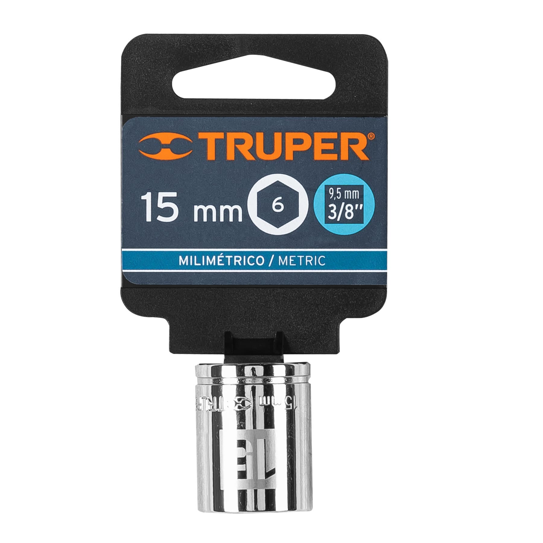 Dado de 15 mm, 6 puntas, cuadro 3/8", TRUPER