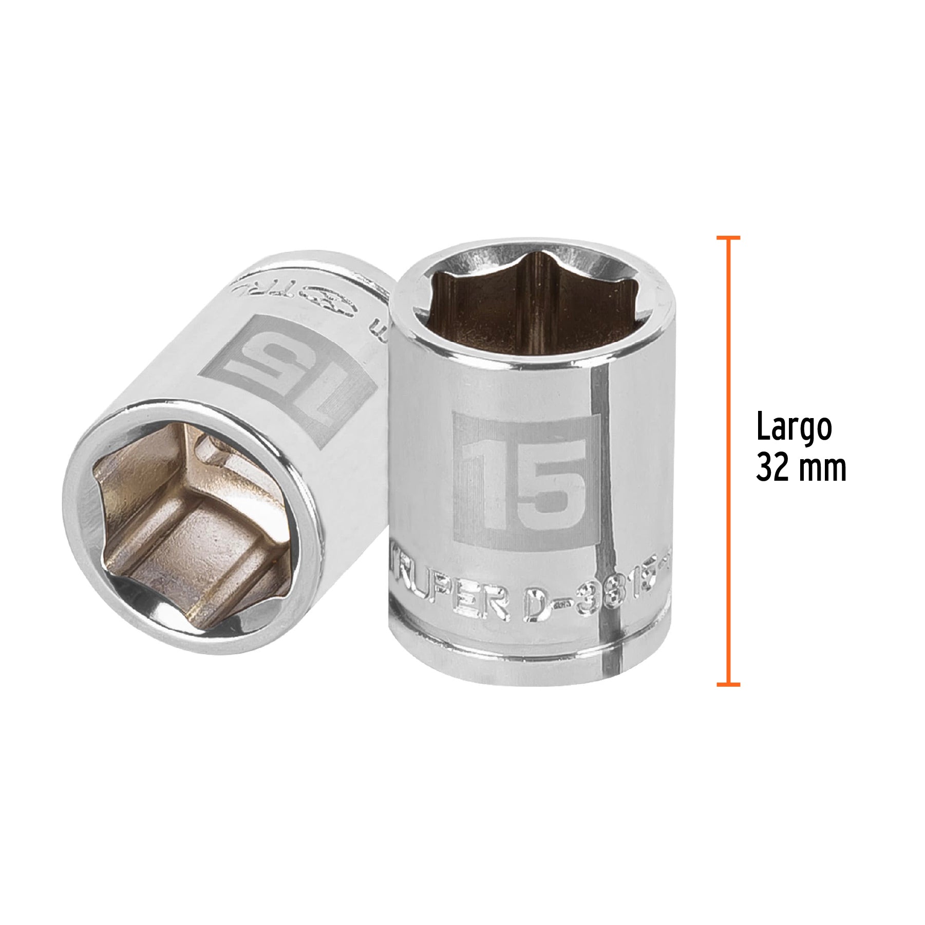 Dado de 15 mm, 6 puntas, cuadro 3/8", TRUPER
