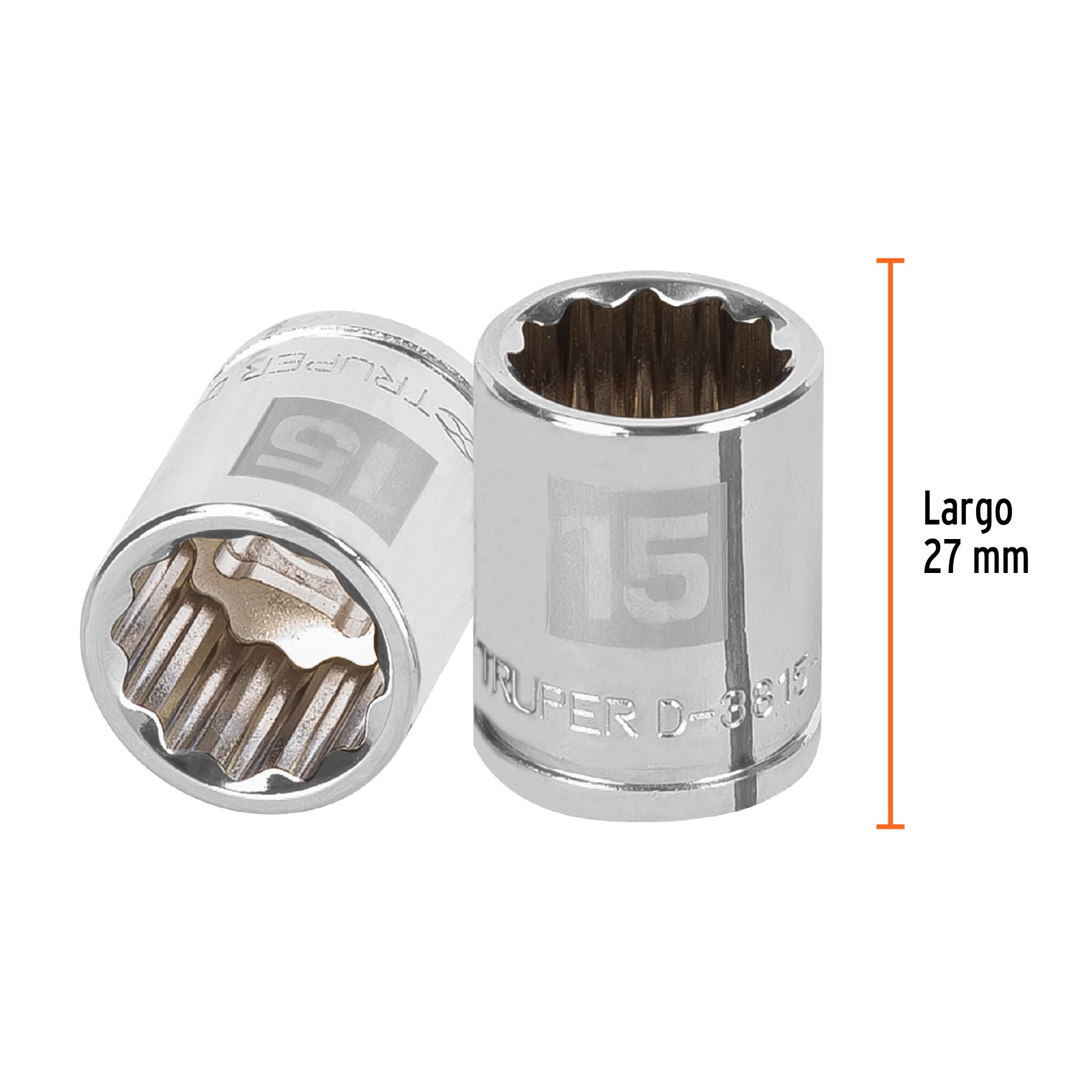 Dado de 15 mm, 12 puntas, cuadro 3/8", TRUPER