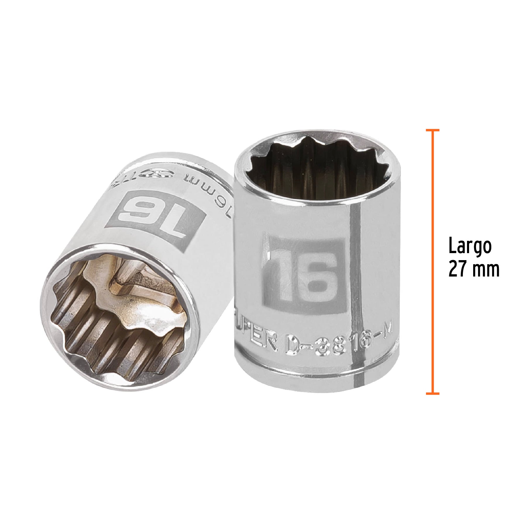 Dado de 16 mm, 12 puntas, cuadro 3/8", TRUPER