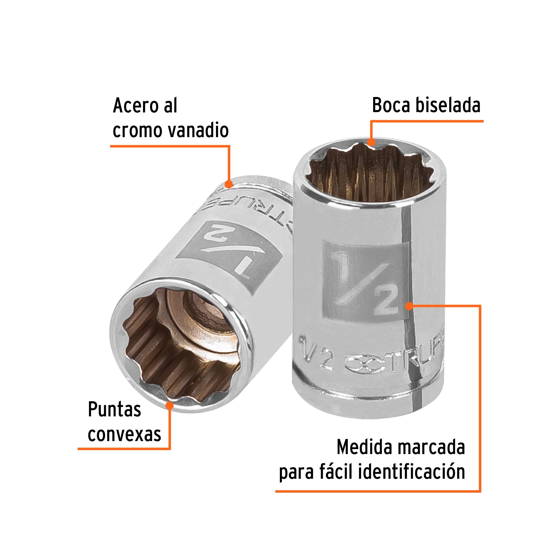 Dado de 1/2", 12 puntas, cuadro 3/8", TRUPER