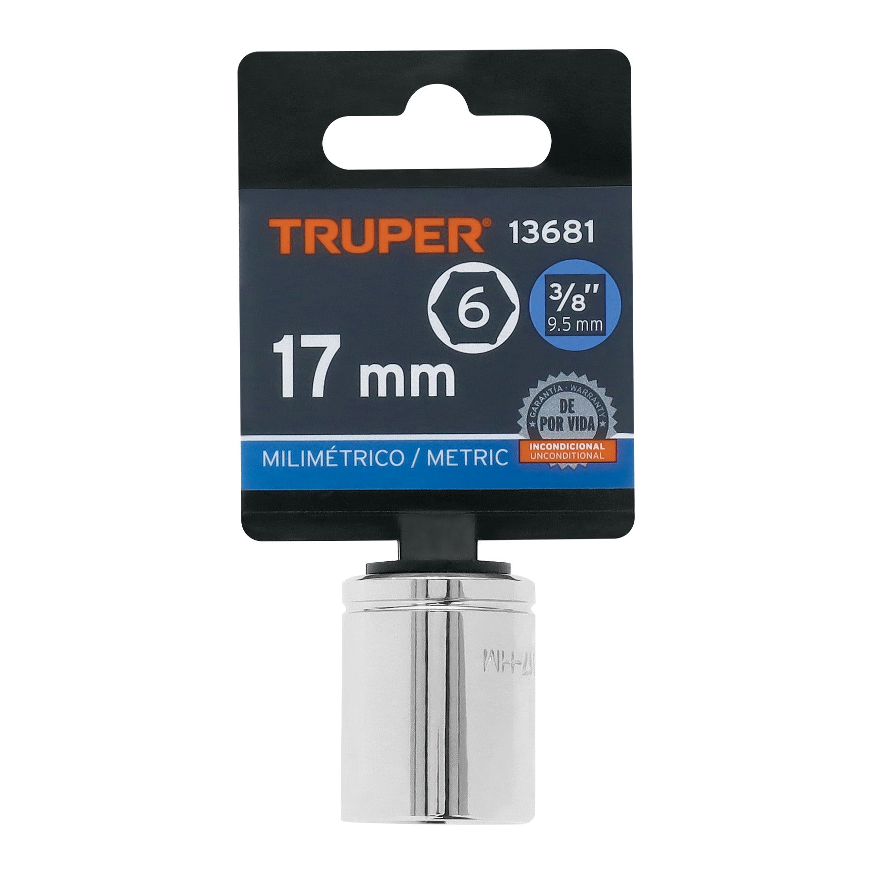 Dado de 17 mm, 6 puntas, cuadro 3/8", TRUPER