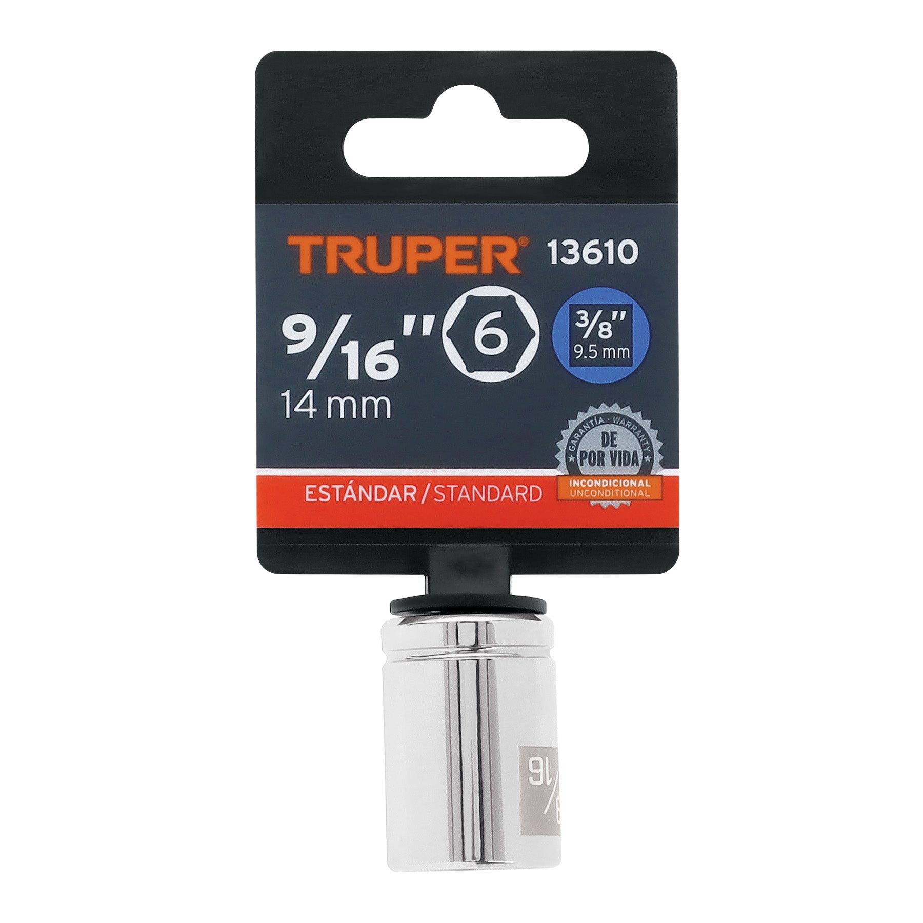 Dado de 9/16", 6 puntas, cuadro 3/8", TRUPER