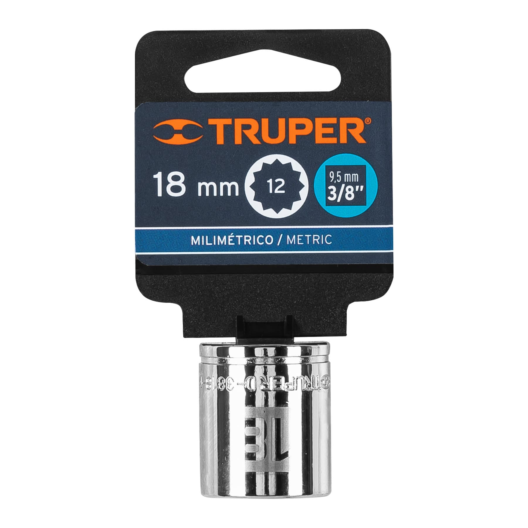 Dado de 18 mm, 12 puntas, cuadro 3/8", TRUPER
