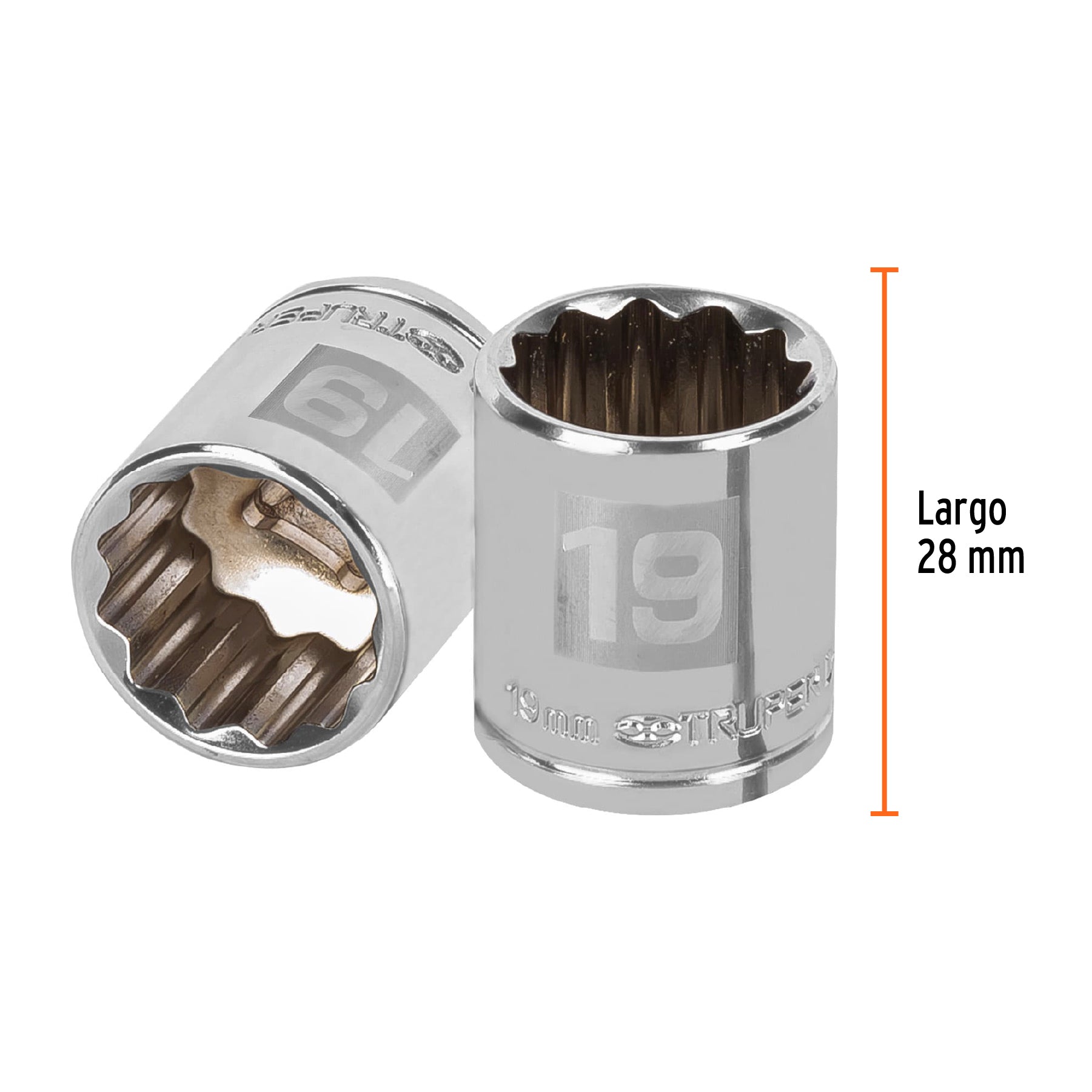 Dado de 19 mm, 12 puntas, cuadro 3/8", TRUPER