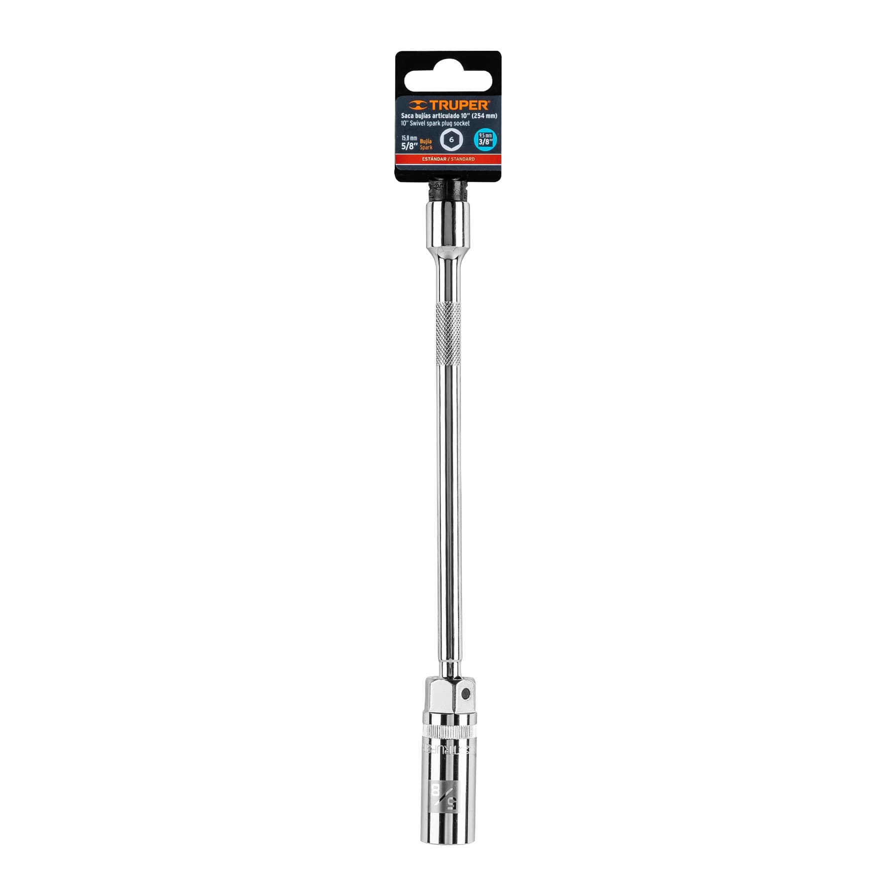 Dado p/bujías cuadro 3/8" articulado 5/8", extensión 10"