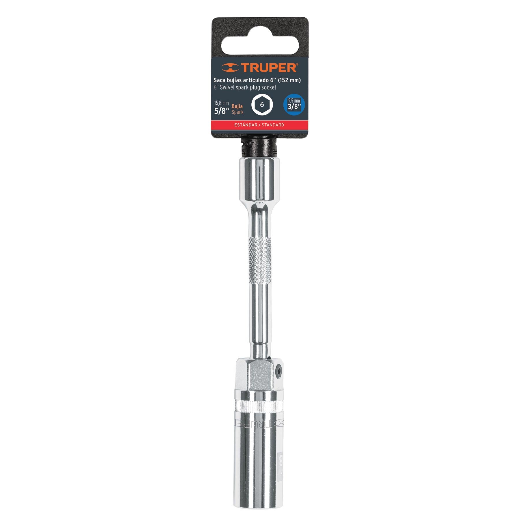 Dado p/bujías cuadro 3/8" articulado 5/8", extensión 6"