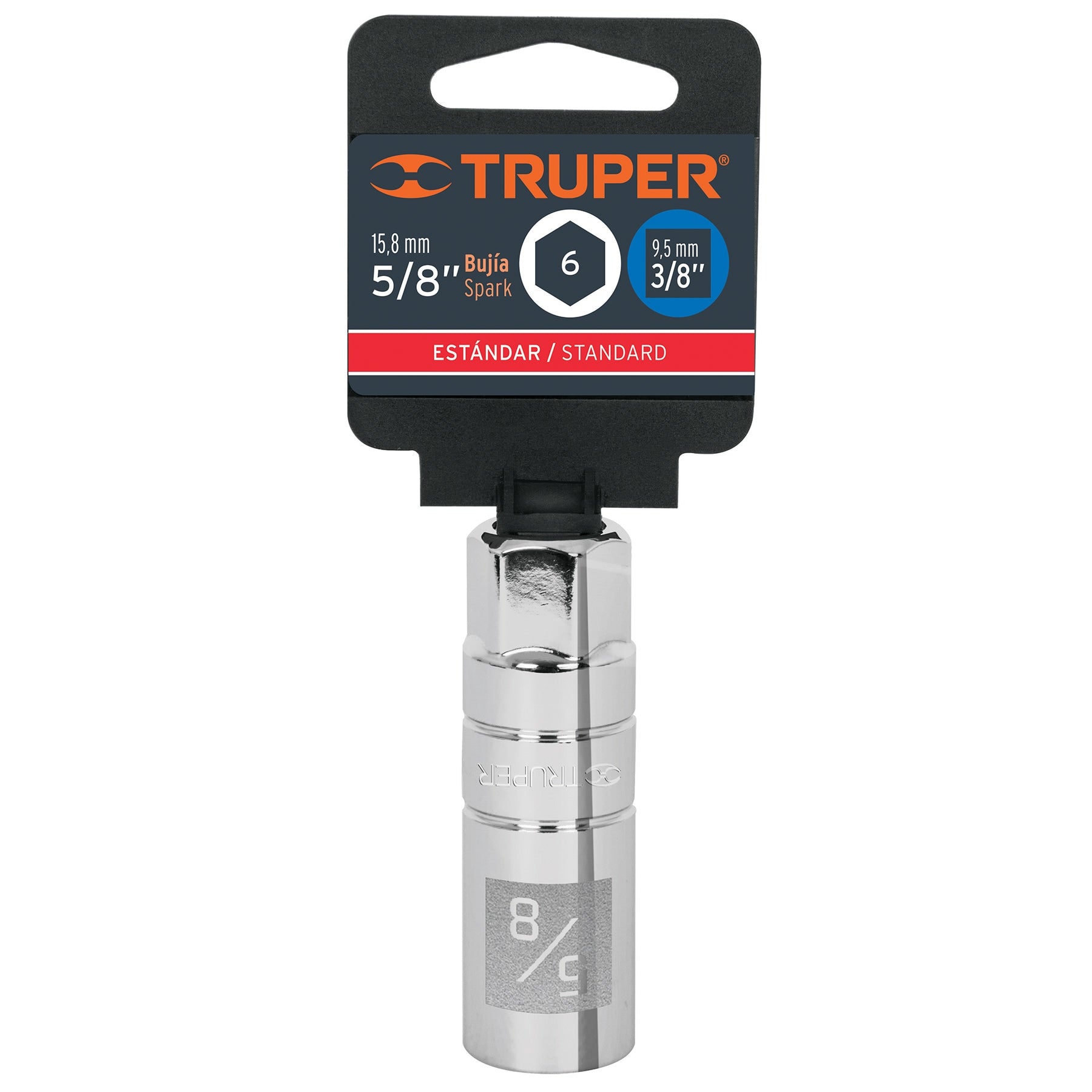 Dado para bujías de 5/8", 6 puntas, cuadro 3/8", TRUPER