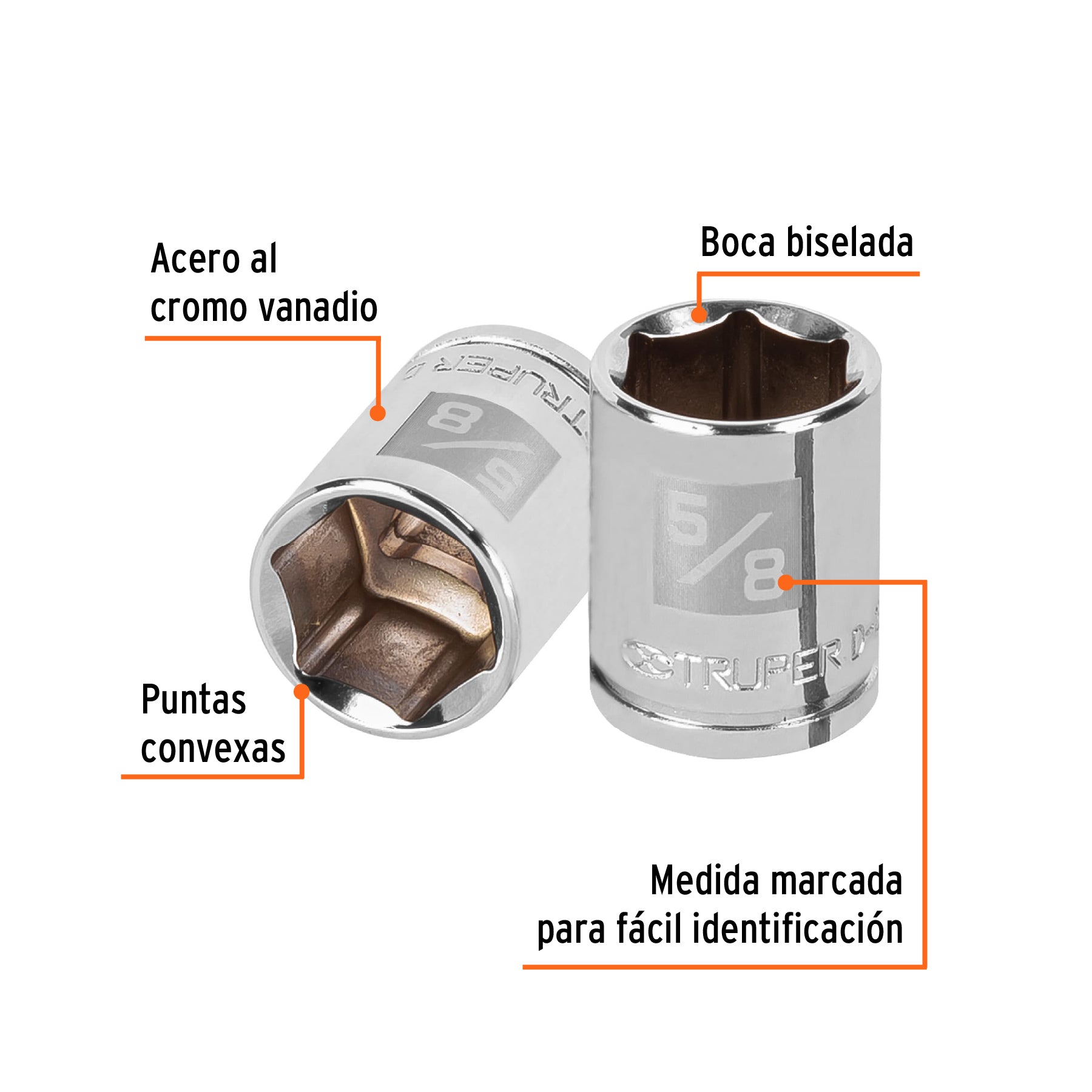 Dado de 5/8", 6 puntas, cuadro 3/8", TRUPER