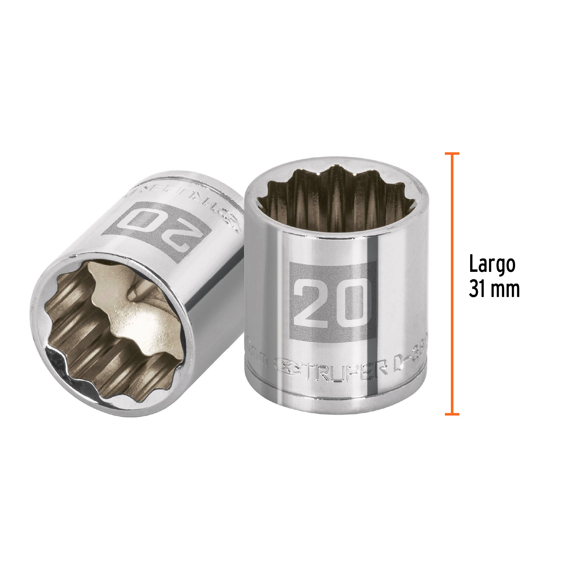 Dado de 20 mm, 12 puntas, cuadro 3/8", TRUPER